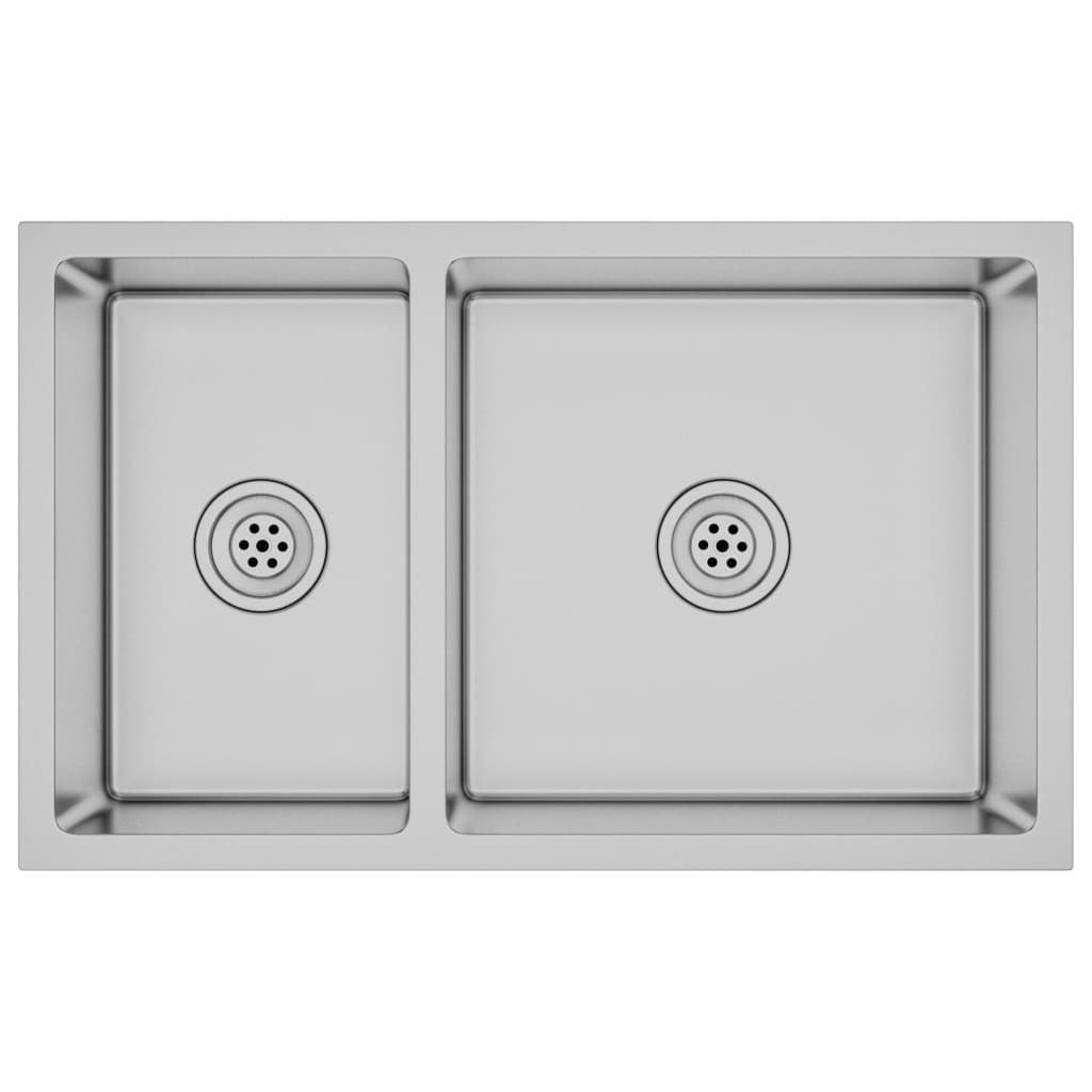 vidaXL Кухниspüle Doppel Spüle Spülbecken Einbauspüle Кухниspüle Edelstahl Spüle 71,5x4, 71/44 cm