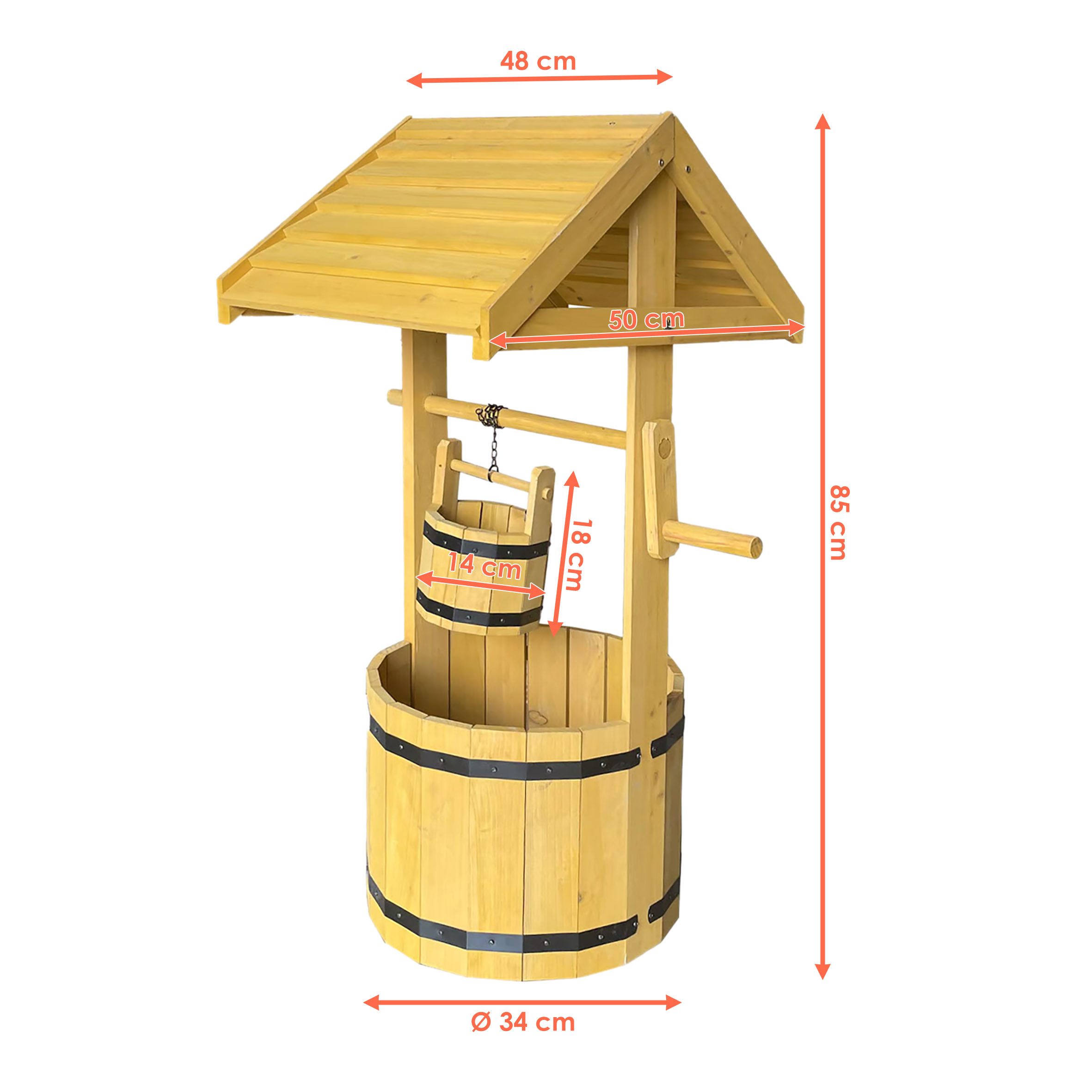 Spetebo Pflanzkübel Deko Holzbrunnen mit Eimer günstig online kaufen
