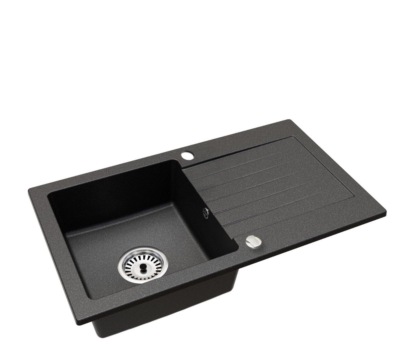 Faizee Möbel Granitspüle Granitspüle Küchenspüle mit Siphon Einbauspüle verschiedene Modelle, Eckig, 75/45 cm