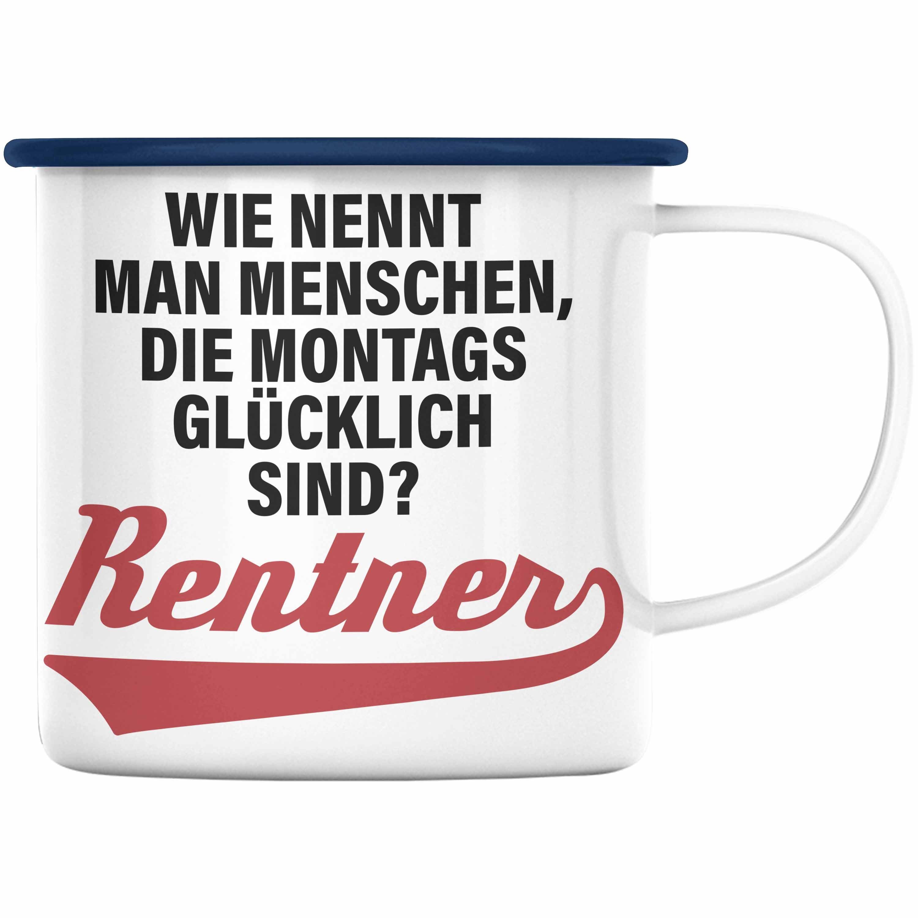 Trendation Thermotasse Trendation Renter Emaille Tasse Ruhestand