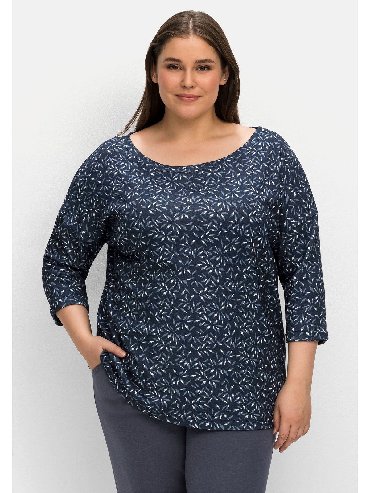 Sheego Sweatshirt Große Größen mit Alloverdruck, aus Interlock