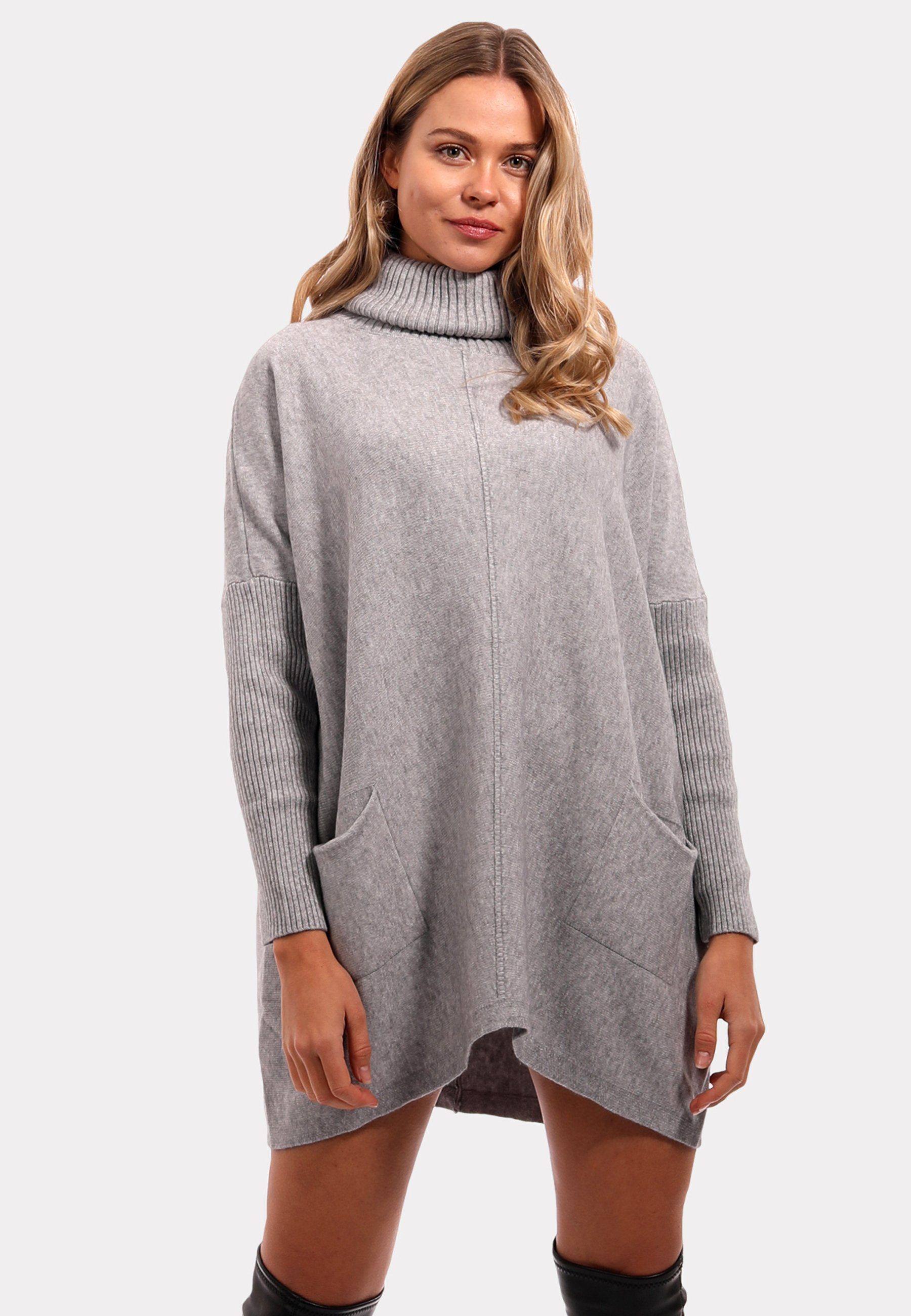 Strickmix Feinstrick Sweater Fashion Casual aus & YC Style Rollkragenpullover Pullover Grau