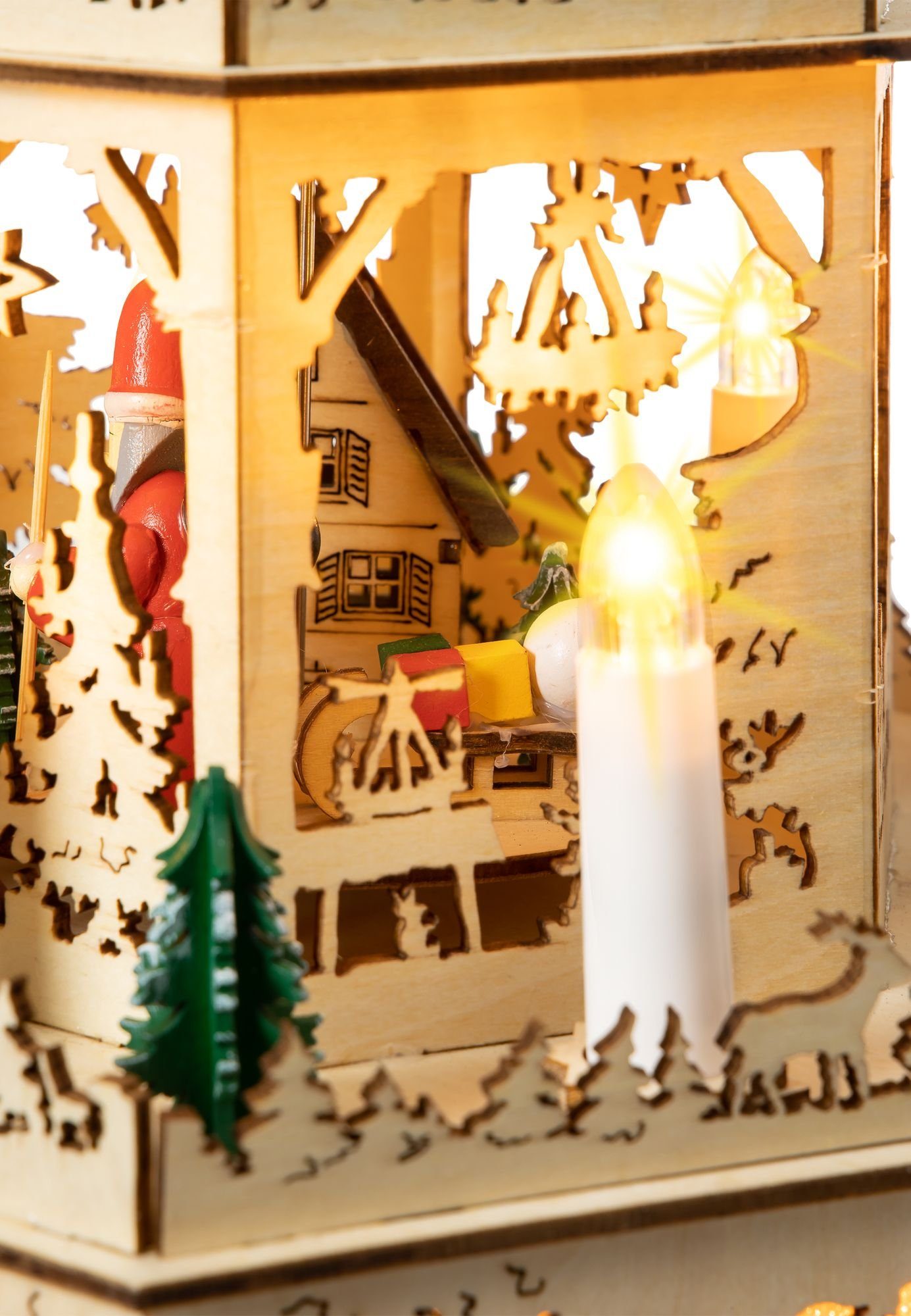SIKORA Weihnachtspyramide P36 WINTERLANDSCHAFT XL elektrischer mit Beleuchtung ca.44cm H: Holz Motor und aus
