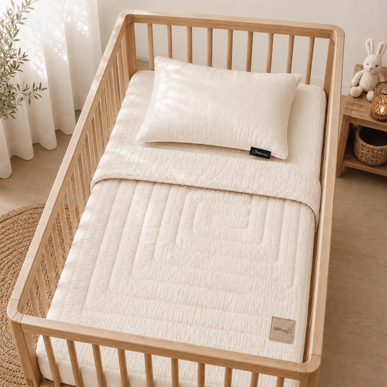 Kinderdecke Babykissen- und Steppdecken-Set aus Wolle, Sleepoos