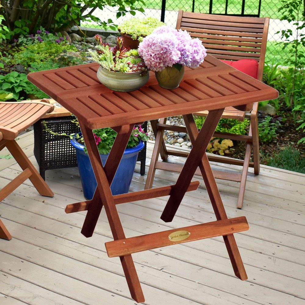 etc-shop Gartentisch, Außen Bistro Tisch Holz Eukalyptus geölt braun Garten Balkon Terrassen