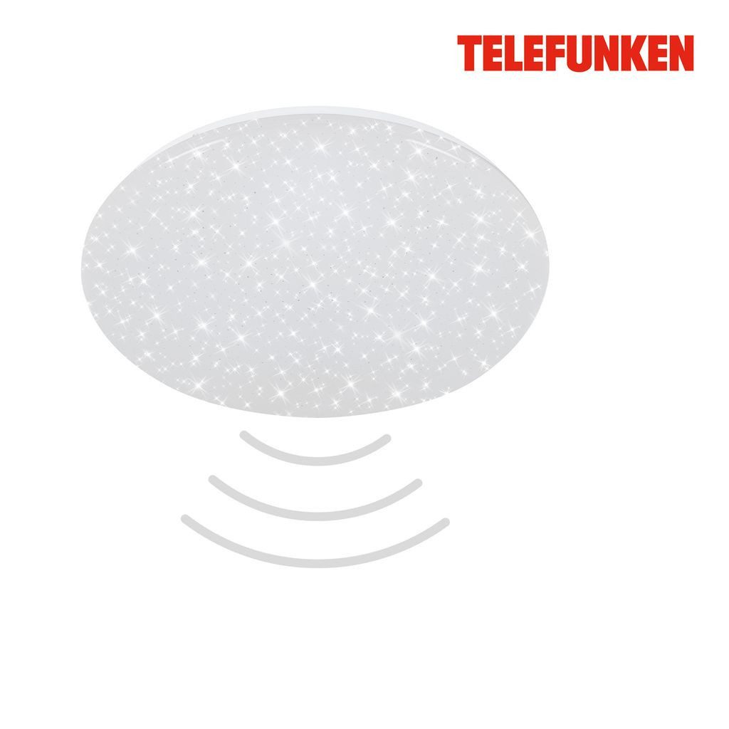 Telefunken LED Deckenleuchte 601806TF, Leuchtdauer einstellbar, LED fest integriert, 2700K - Extra-Warmweiß, Deckenleuchte Sensor Sternenhimmel 24W 2200lm 4000K Ø 38cm