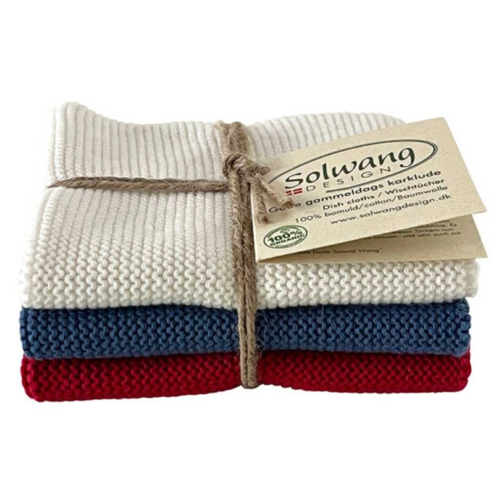 Solwang Spültuch Solwang Wischtuch NORDIC LIGHTHOUSE Weiß Blau Rot 3er Set