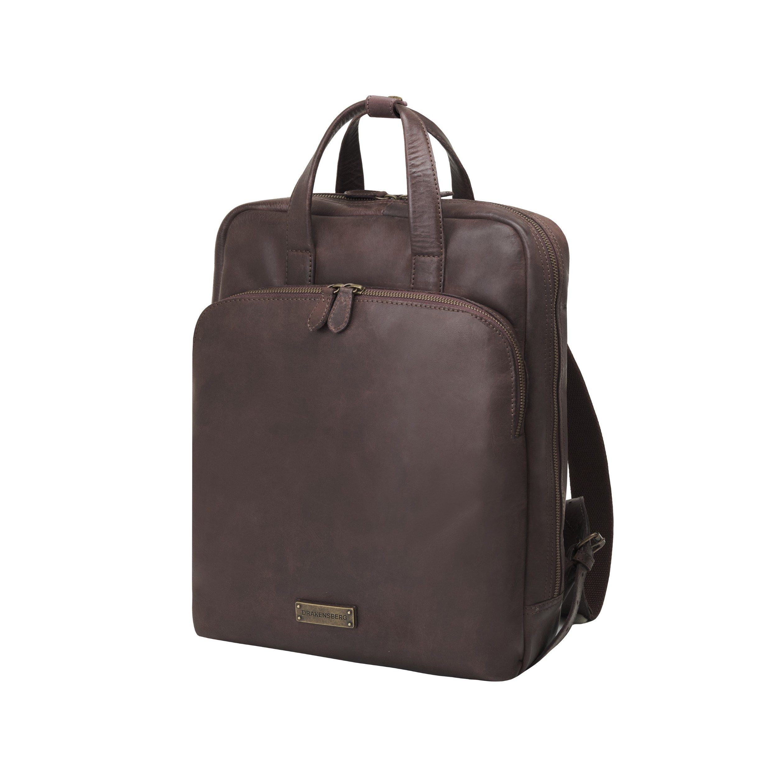 DRAKENSBERG Laptoprucksack »Porter« Dunkel-Braun, Arbeits- und Business-Rucksack, 16" Laptopfach, Kofferbefestigung