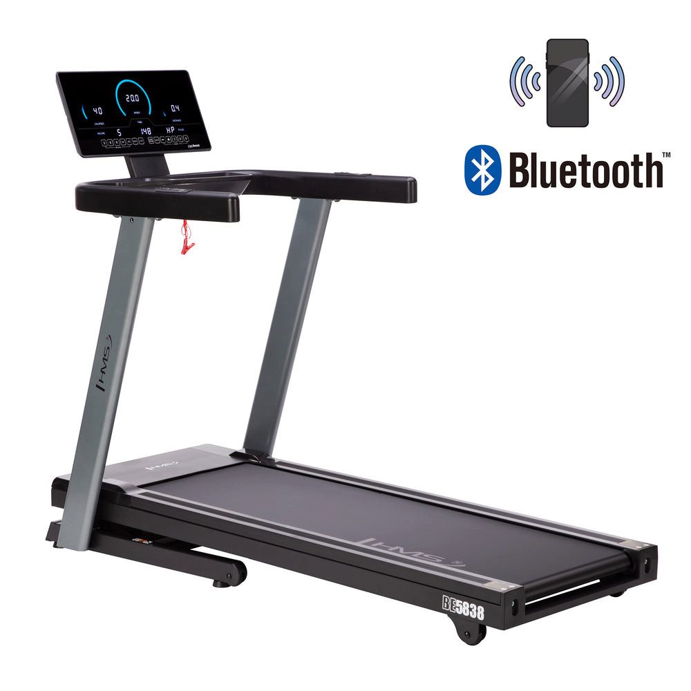 HMS Laufband BE5838 Elektrisches Laufband (Spar-Set, 15 Neigungsstufen), Bluetooth, Lautsprecher und App-Anbindung an Kinomap, Zwift und AnyRun