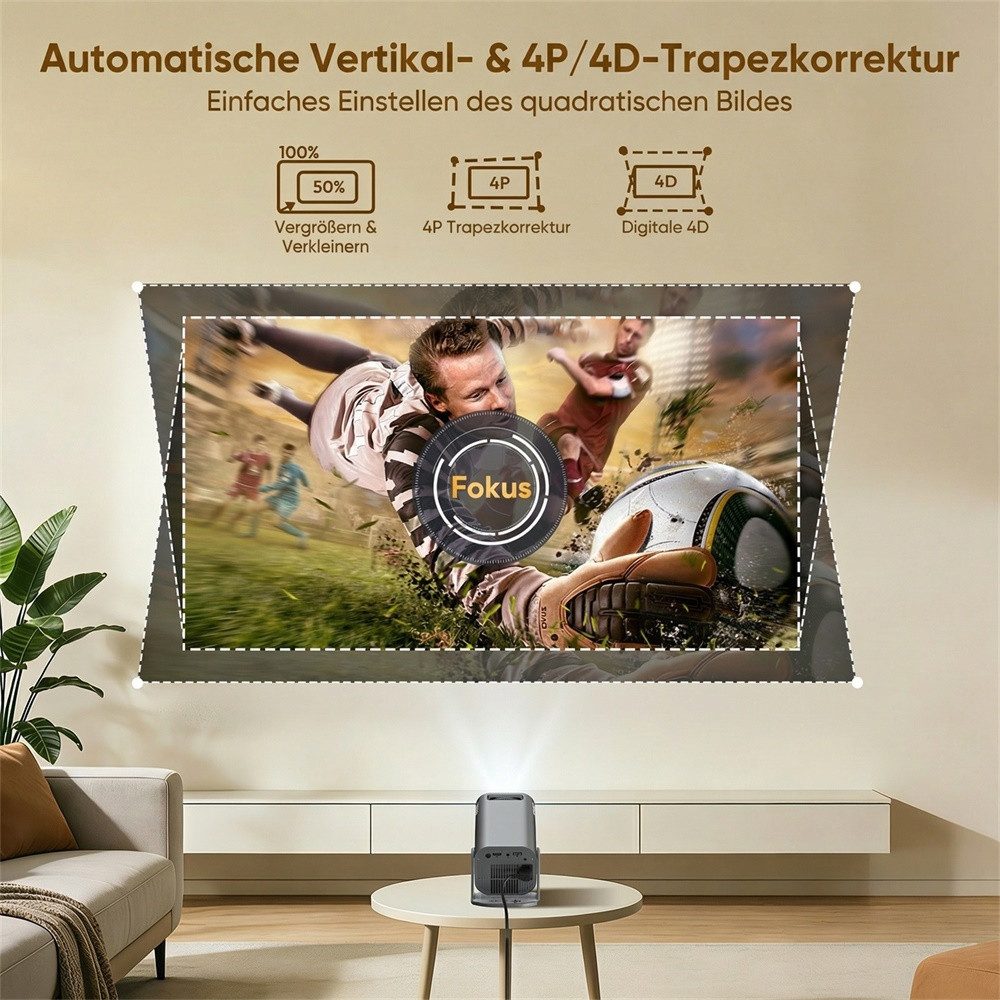 XGODY 2026 Neu Tragbarer Projektor Gimbal 3Pro 4K Android 14 Wifi6 BT 5.4 Mini-Beamer (260 lm, 8000:1, 3840 x 2160 px, Android 14 OS mit App-Store, Youtube, Netflix, Prime Video etc) grau