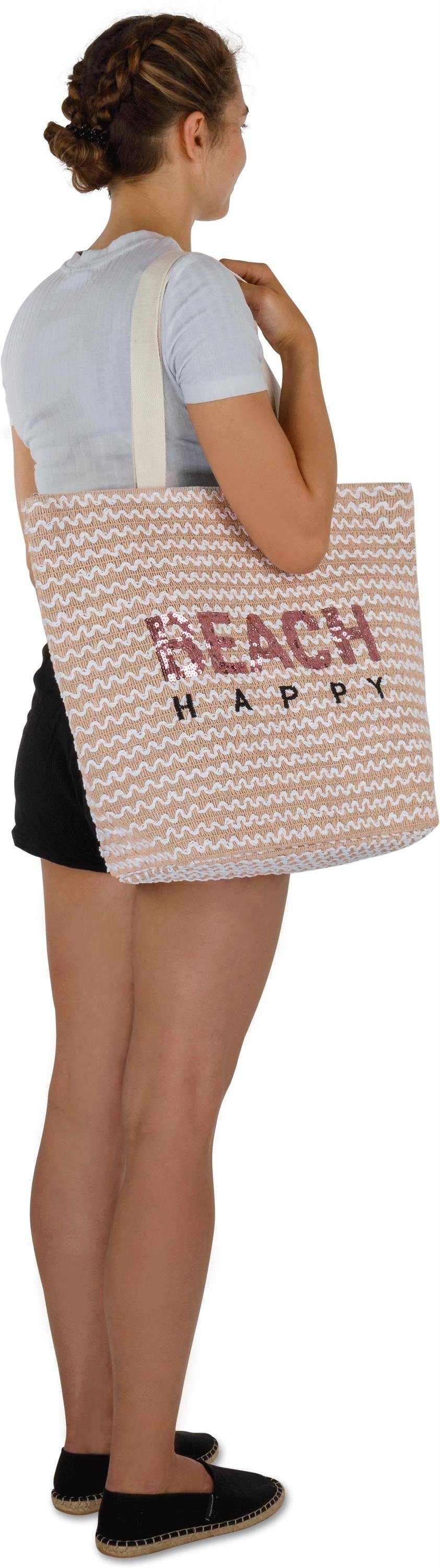 normani Strandtasche Große Strandtasche Meeru, XXL Schultertasche mit Reißverschluss und wasserdichten Innetasche