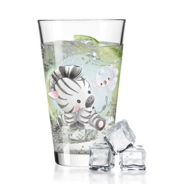 GRAVURZEILE Glas Wasserglas mit UV-Druck - im Zebra Design -, Glas