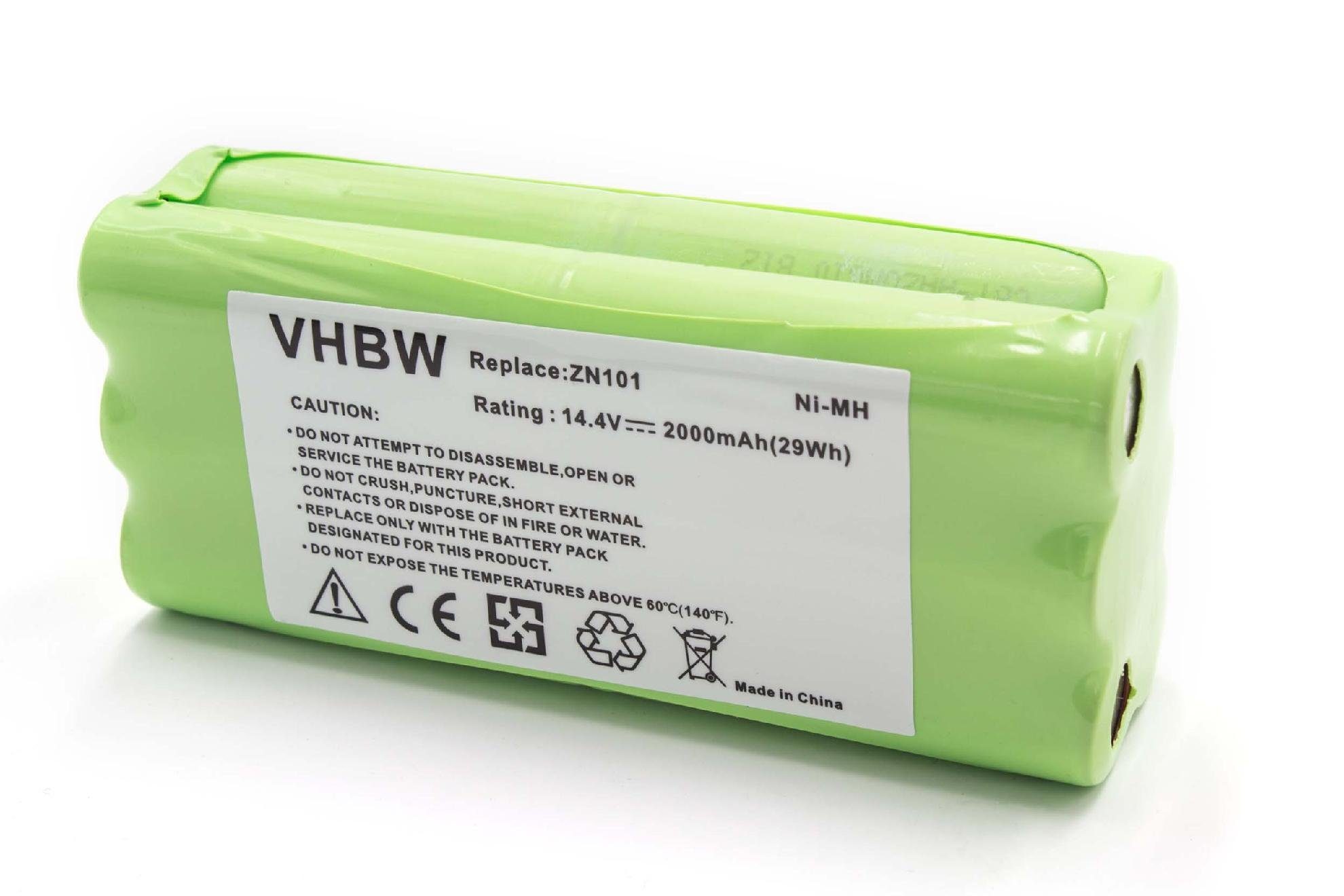 vhbw Staubsauger-Akku passend für Ecovacs ZN101 Midea Haushalt Staubsauger (2000mAh, 14,4V, NiMH) 2000 mAh