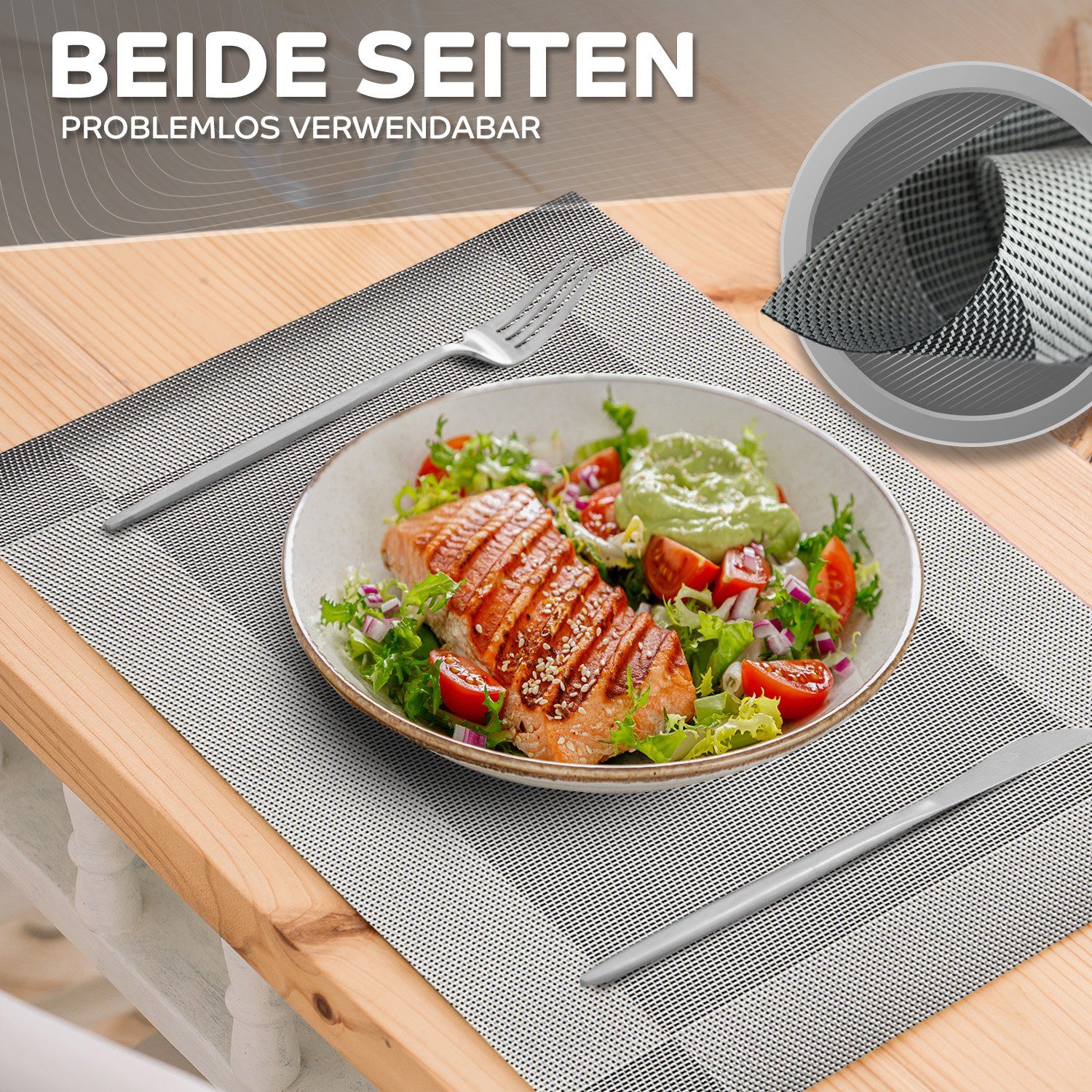 Loco Bird Platzset rechteckig aus PVC, (Tischset Abwischbar PVC-Untersetzer, 6-St., Waschbare Tischuntersetzer Platzdeckchen), Untersetzer PVC-Matte – Bild 5 von 5