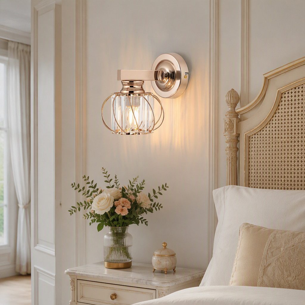 BlingBin Wandleuchte Goldene Kristall Innen,E27 Wohnzimmer Wandlampe Moderne, Gold Metall, ohne Leuchtmittel, Kristallwandleuchte für Wohnzimmer Korridor Esszim – Bild 5 von 5