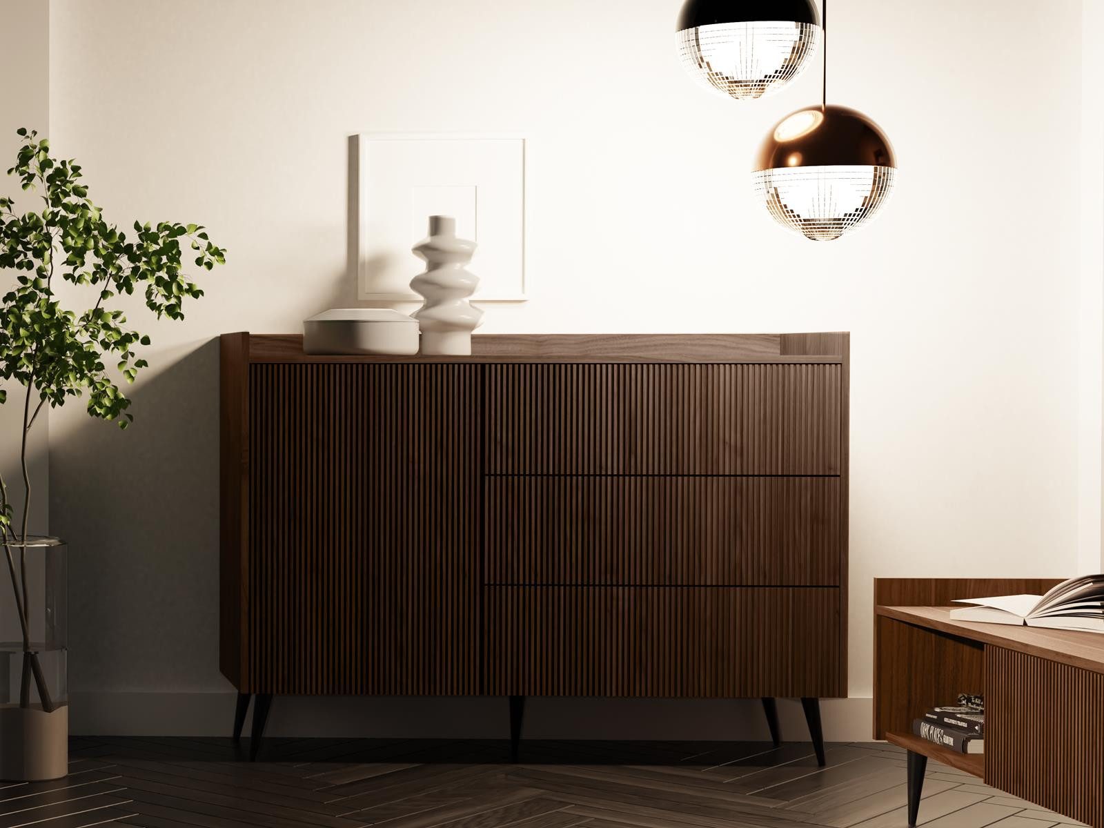 Compleo Schubkastenkommode mit 3 Schubladen, Japandi design, Sideboard modern MODE