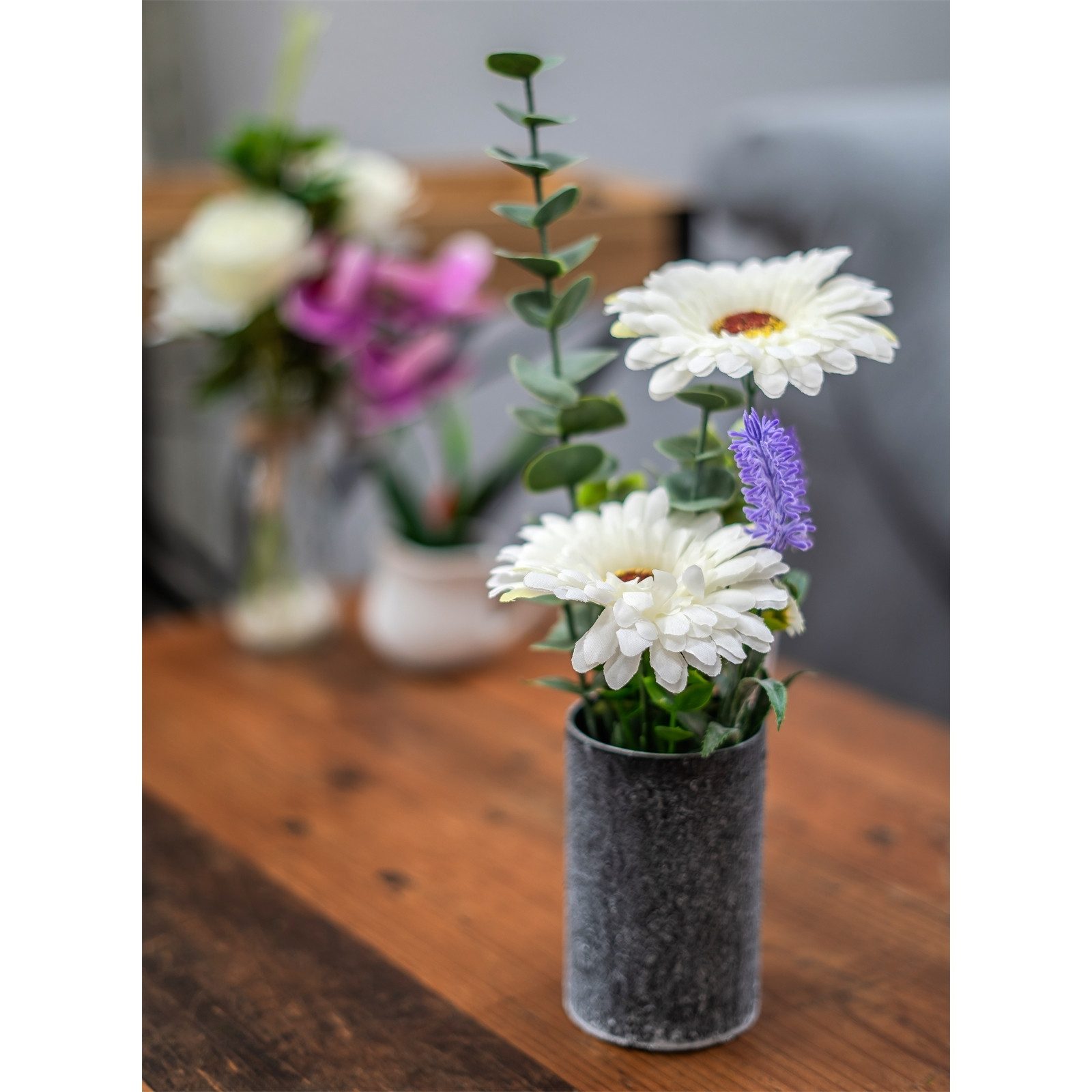 Kunstblume Kunstblume weiße Gerbera in Vase günstig online kaufen