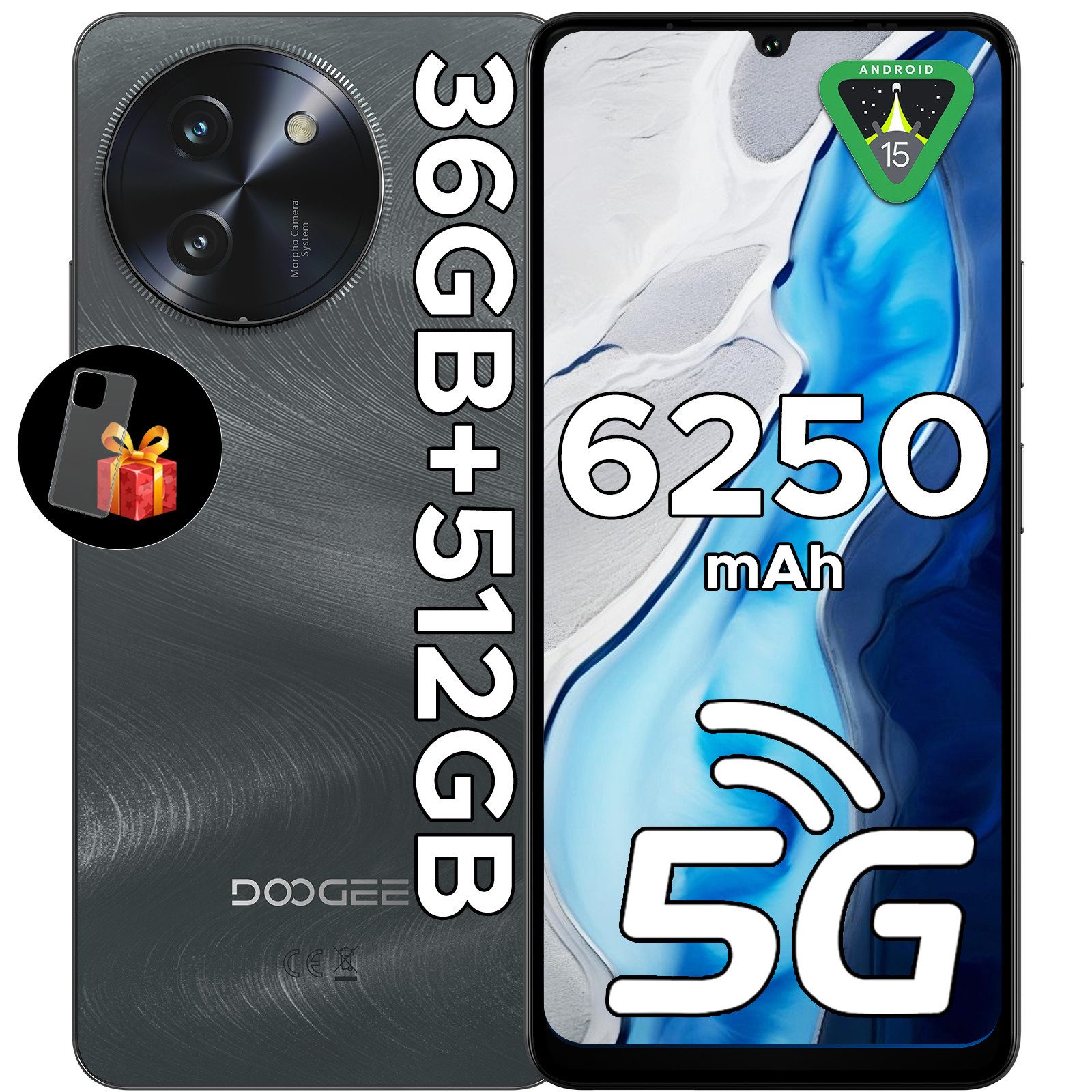 DOOGEE NOTE 59 PRO+ 5G 512GB ROM+36 GB RAM (12 + 24 GB erweitert) 6,75Zoll Smartphone (6.75 Zoll, 512 GB Speicherplatz, 50 MP Kamera, 6.75" HD+ 120Hz, 50MP+8MP, 6250mAh, Dual SIM/ OTG/ GPS/ NFC)