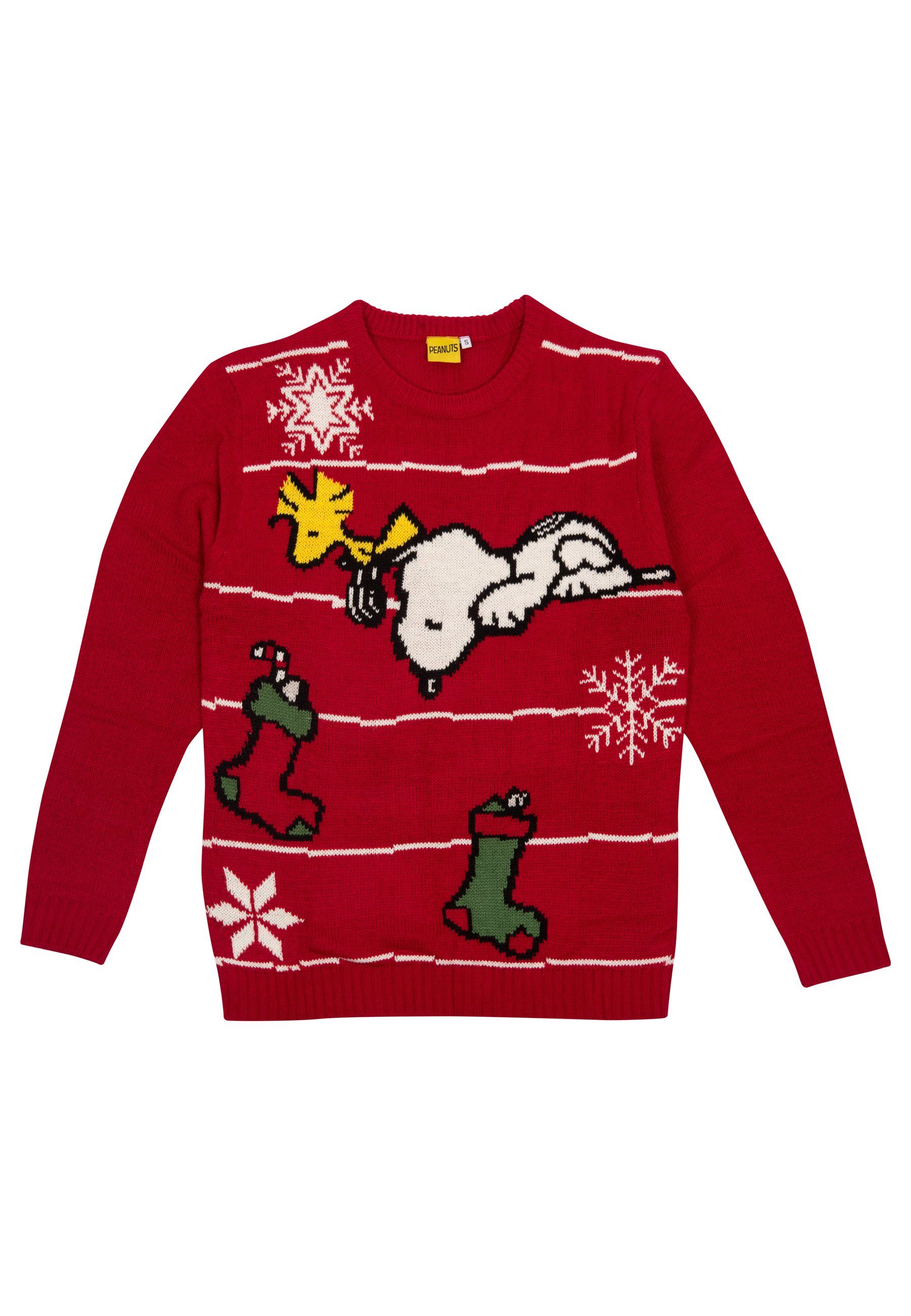 Weihnachtspullover Peanuts Snoopy, Woodstock und Socken - Ugly Sweater Winterpulli