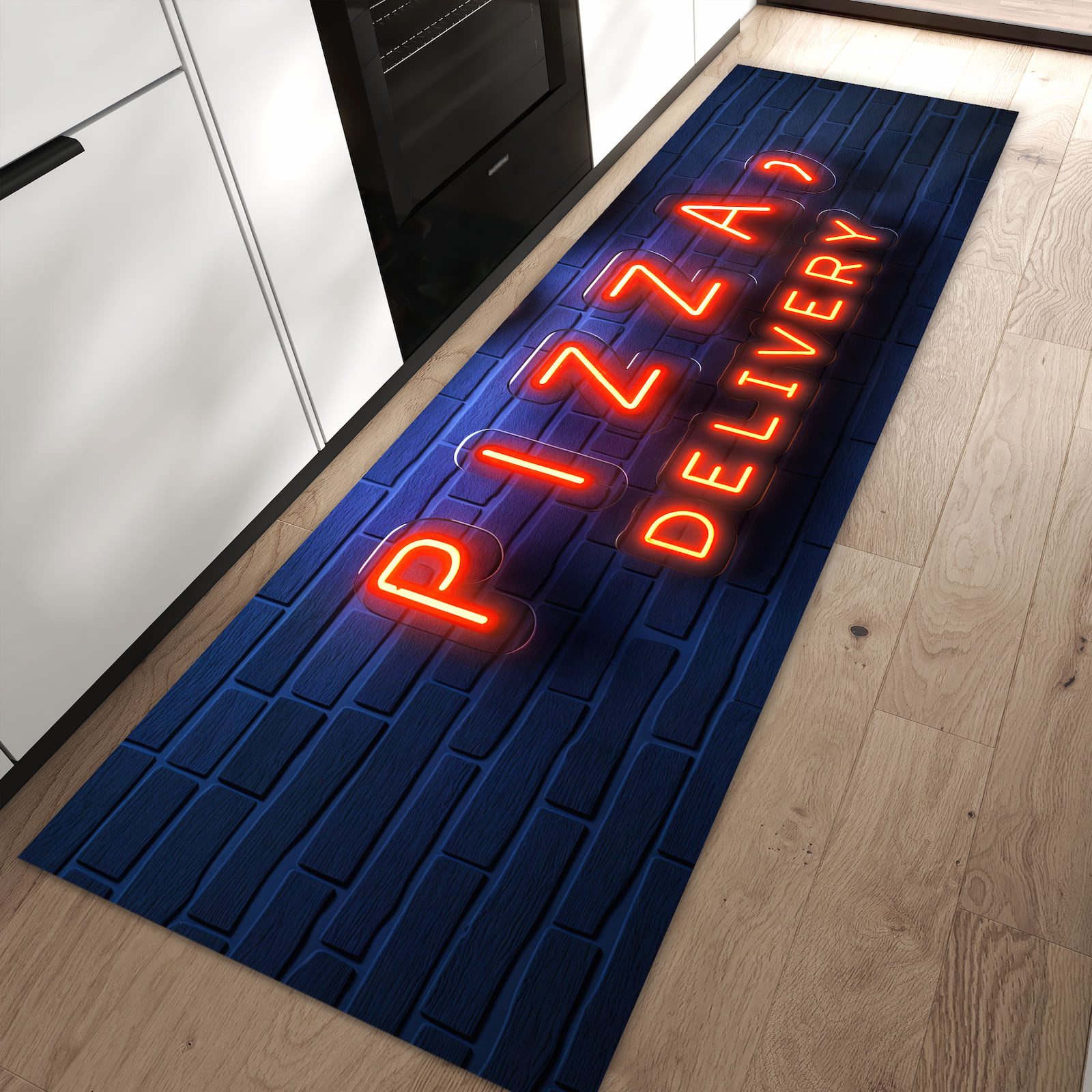 Primedeco Teppich Küchenteppich Pizzalieferservice PVC rutschfest abwaschbar Läufer, Rechteckig, Höhe: 3 mm, Pflegeleicht & Wasserabweisend