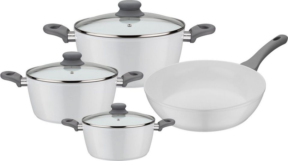 GSW Topf-Set Fiona, Aluminium (Set, 7-tlg), weiß mit Softtouch-Griff  kratzfeste ILAG® CERAMICVeredelung, Induktion