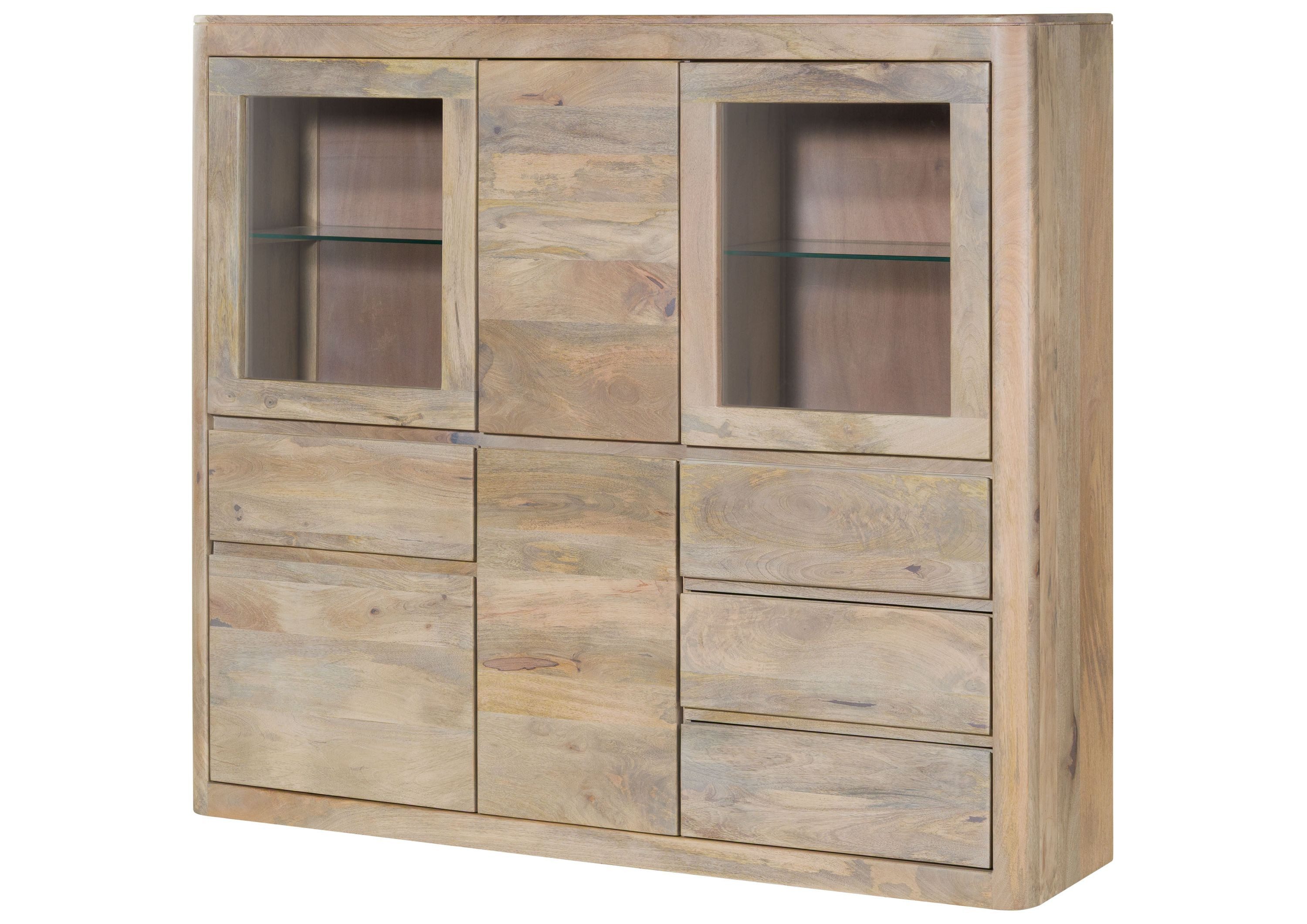 Massivmoebel24 Highboard TORONTO (Massivholz), Mango 166x40x145 weiß lackiert TORONTO #304