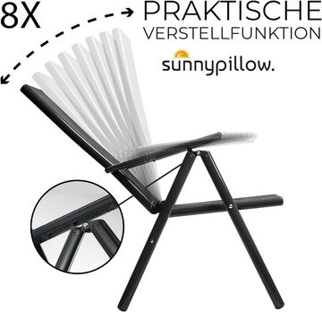 sunnypillow Gartenstuhl Klappsessel klappbar 8-Fach verstellbare Rückenlehne mit Armlehnen, 1 Stück