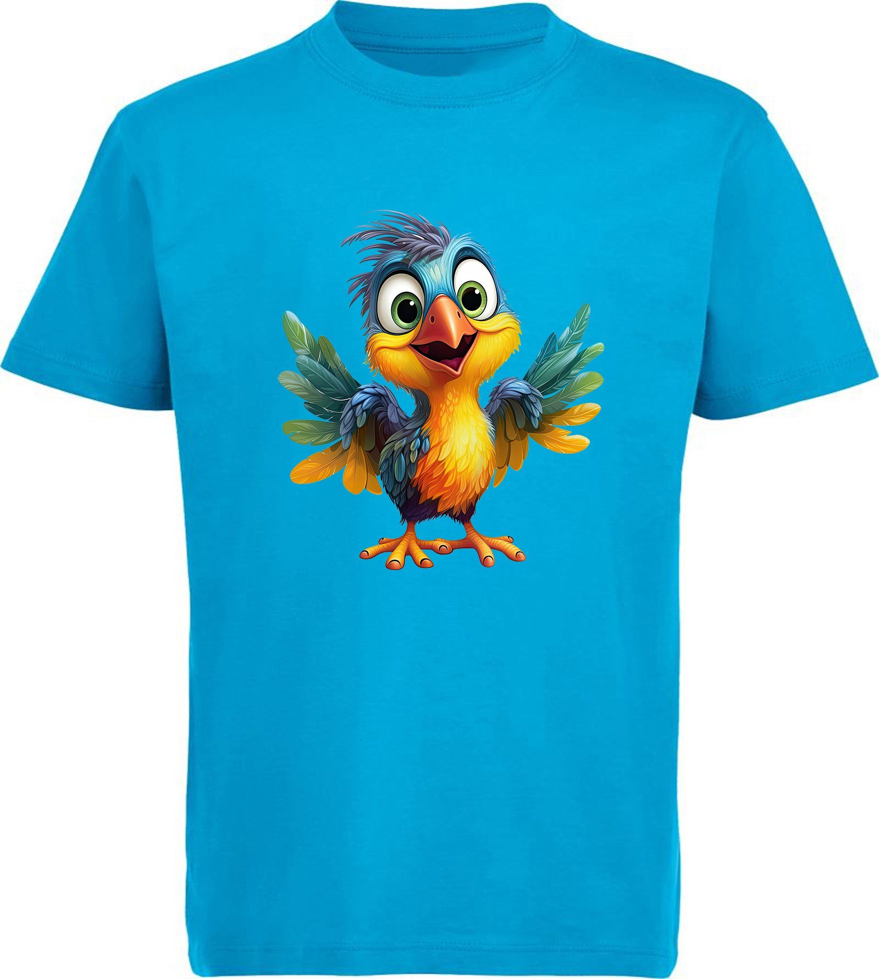 Wildtier Print Aufdruck, i271 - T-Shirt Baby Baumwollshirt Kinder bedruckt MyDesign24 Shirt Vogel mit