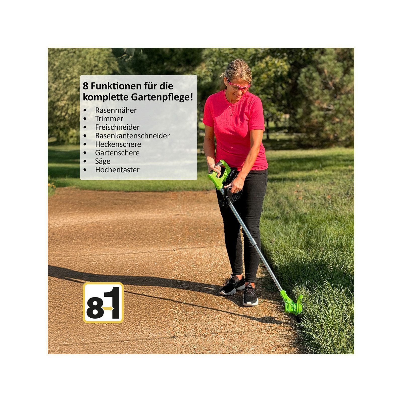 Genius Akku-Rasentrimmer Rotorazer 8in1 Gartengerät Akku günstig online kaufen
