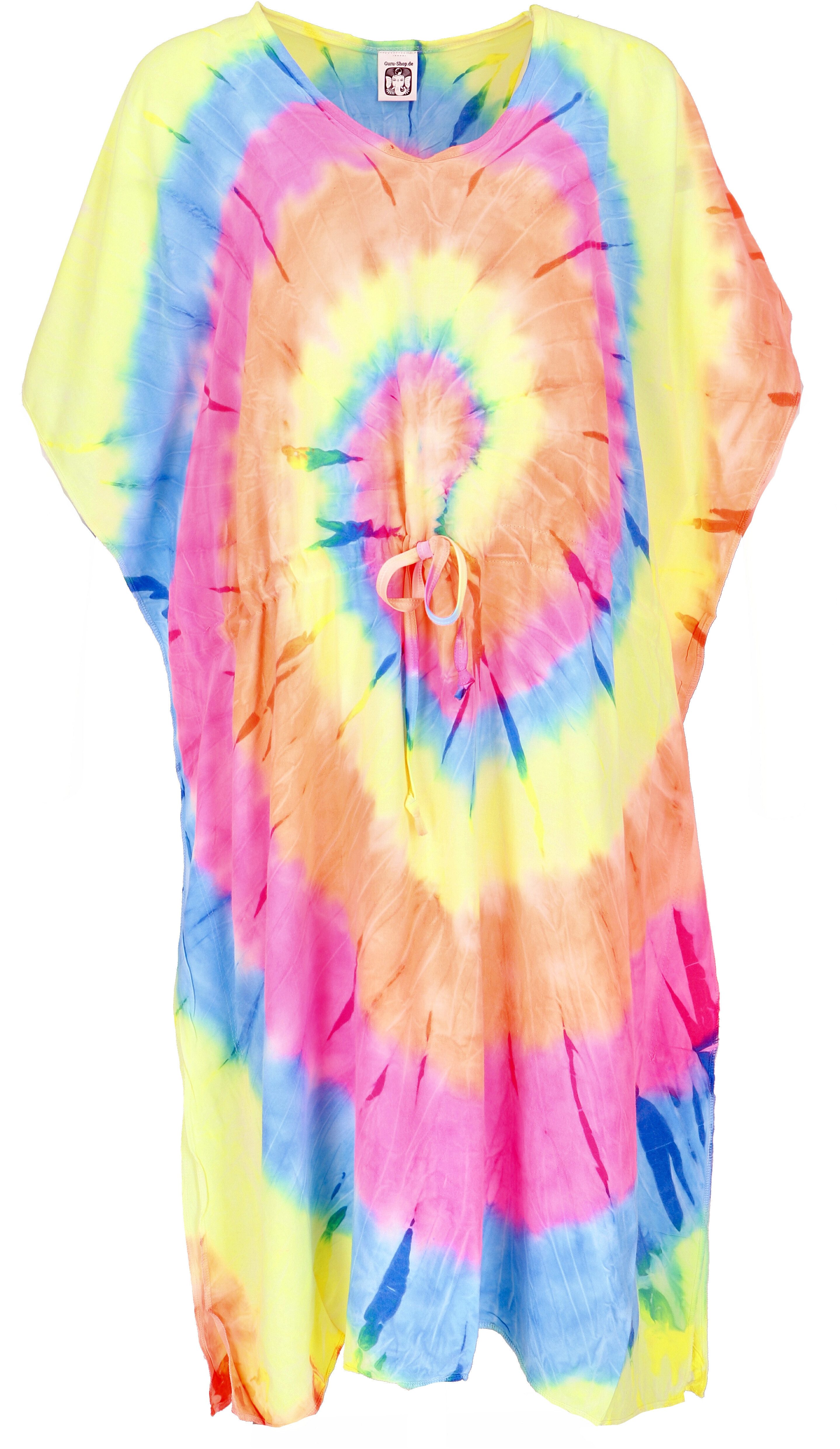 GURU-SHOP Midikleid Mittellanger Batik Boho Kaftan, farbenfrohes alternative Bekleidung mehr