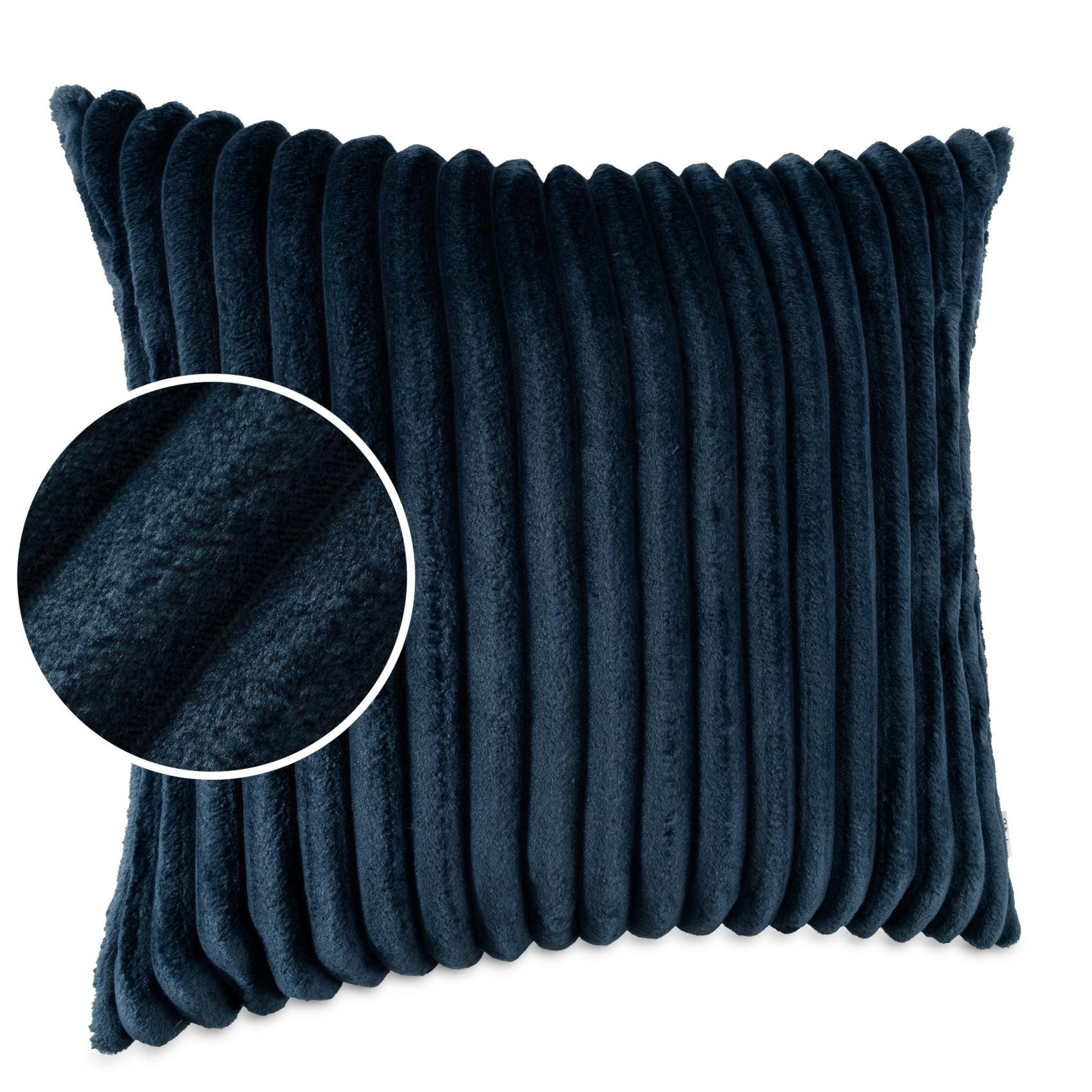 Kisska Dekokissen LILLI BIG CORD Velour Ambiente dekorieren, Kissenüberzug ohne Füllung BIG-Cord UNI 50x50cm Einfarbig Jeansblau