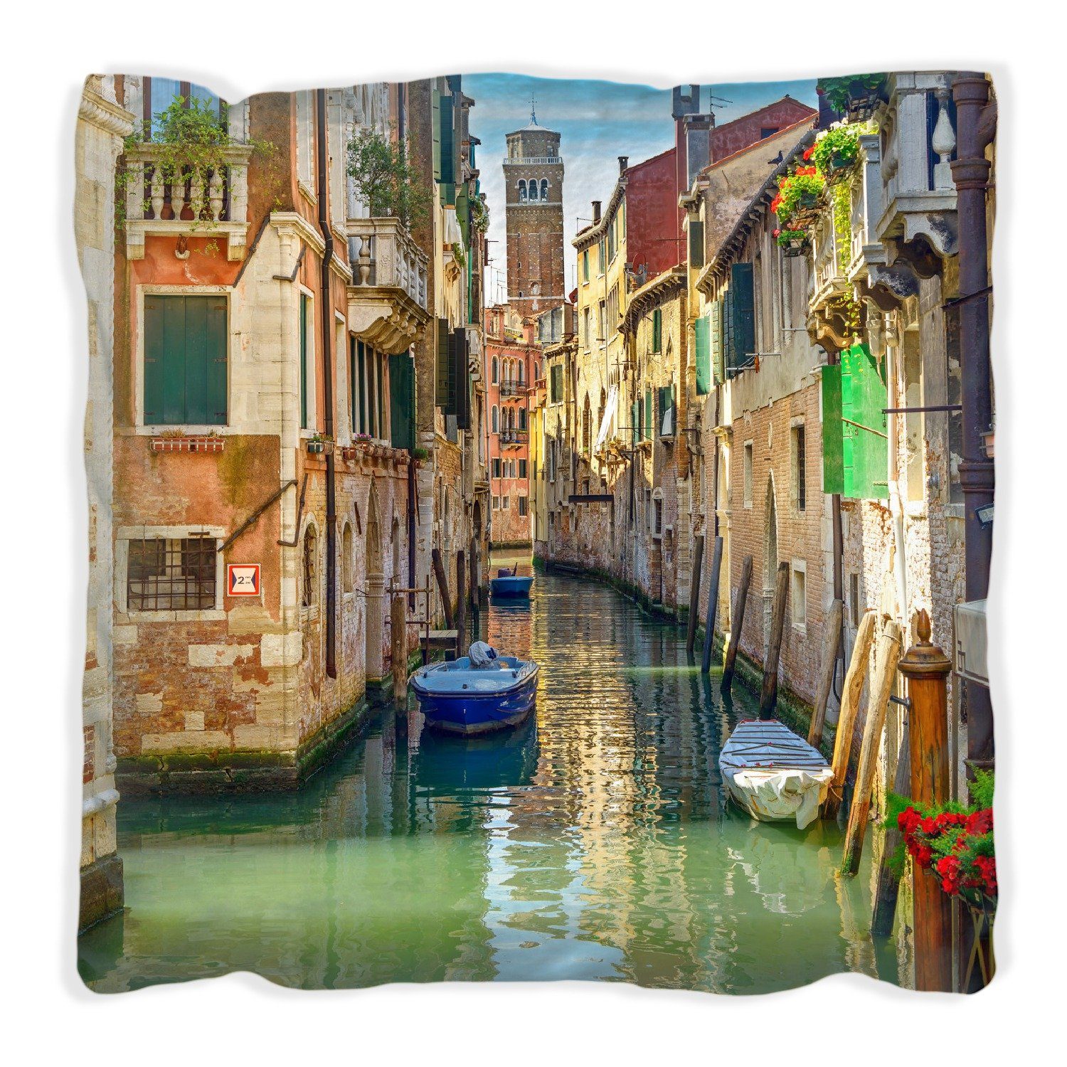 Wallario Dekokissen Urlaub in Venedig Kanal zwischen bunten Häusern, handgenäht
