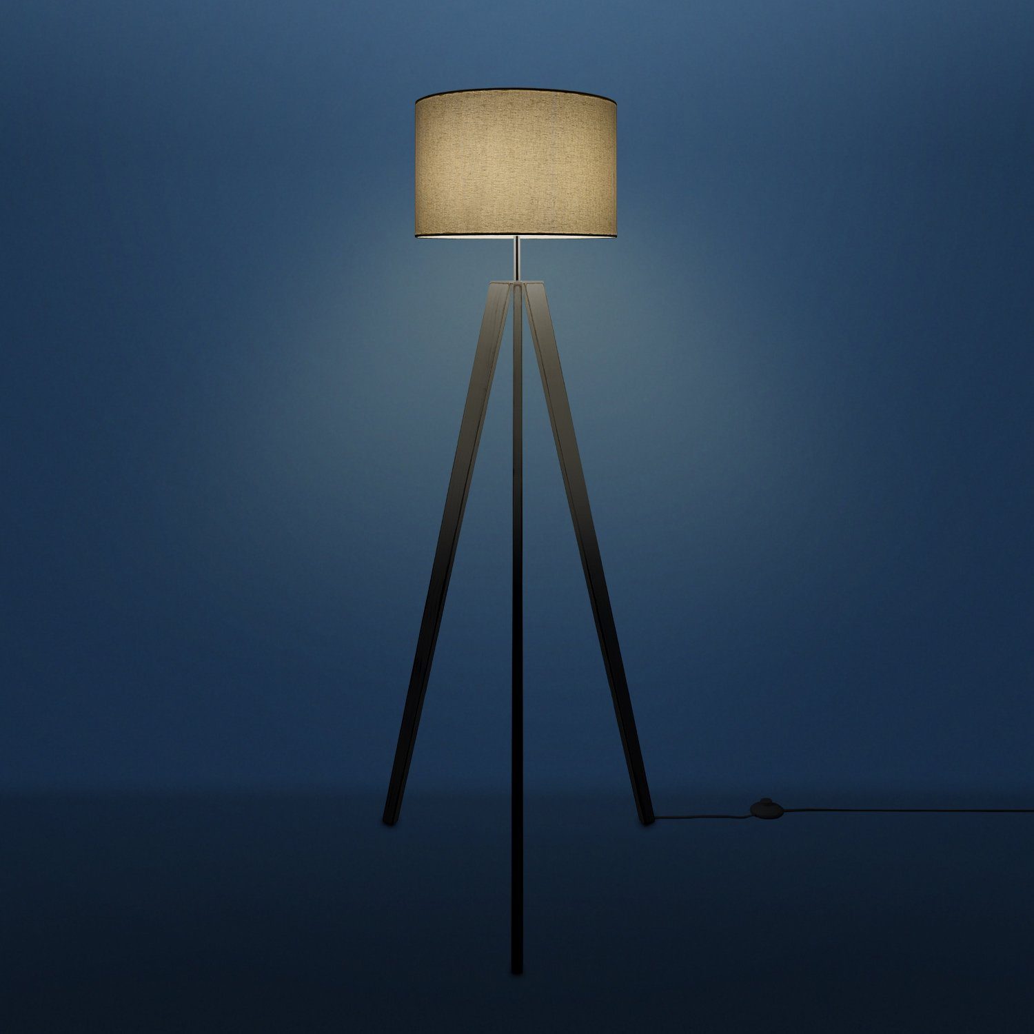 LED E27 Stehlampe Vintage Wohnzimmer Lampe Paco Skandinavischer Home Color, Stehlampe Fuß Stil ohne Leuchtmittel, Canvas uni