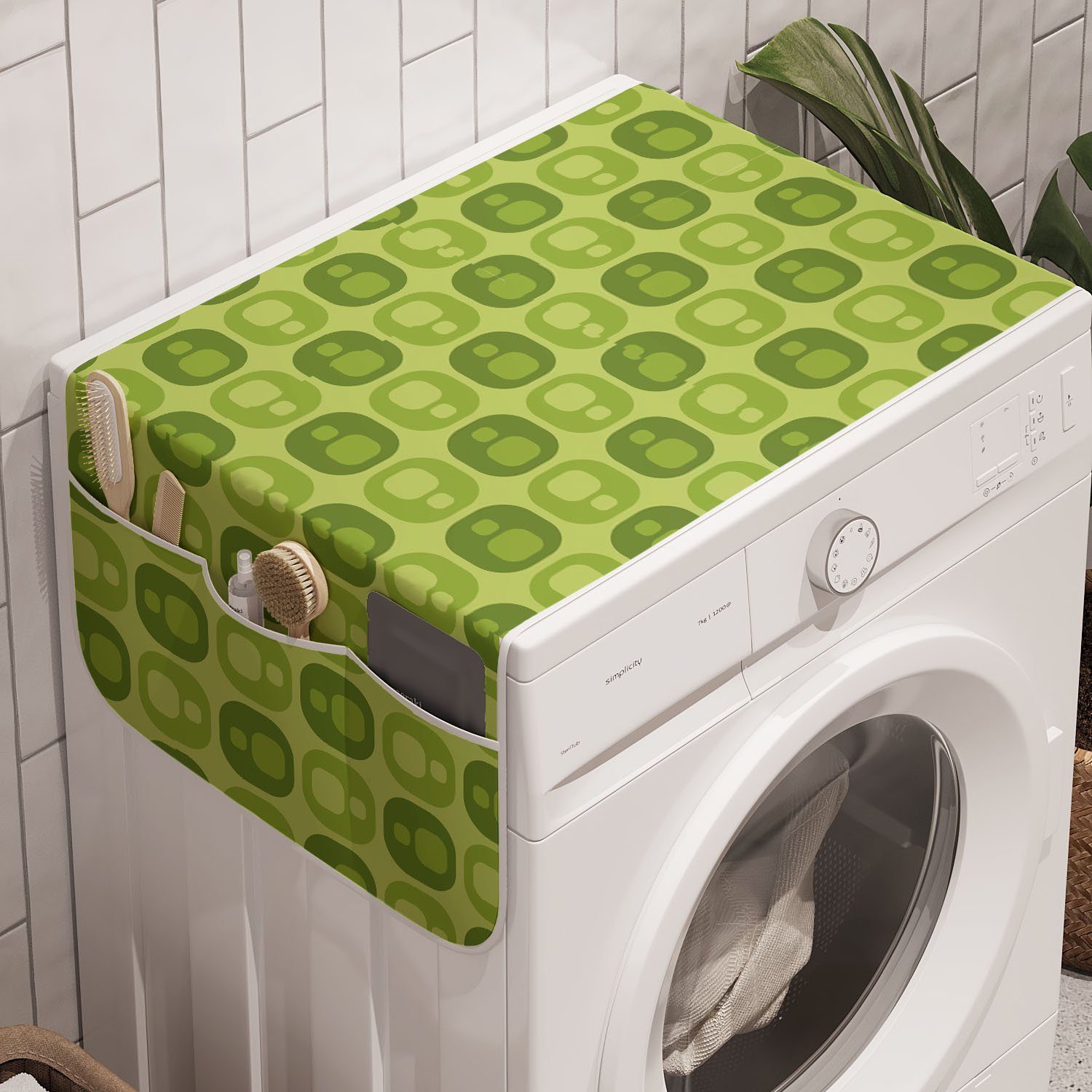 Abakuhaus Badorganizer Anti-Rutsch-Stoffabdeckung für Waschmaschine und Trockner, Geometrisch Arful Bild von Squircles
