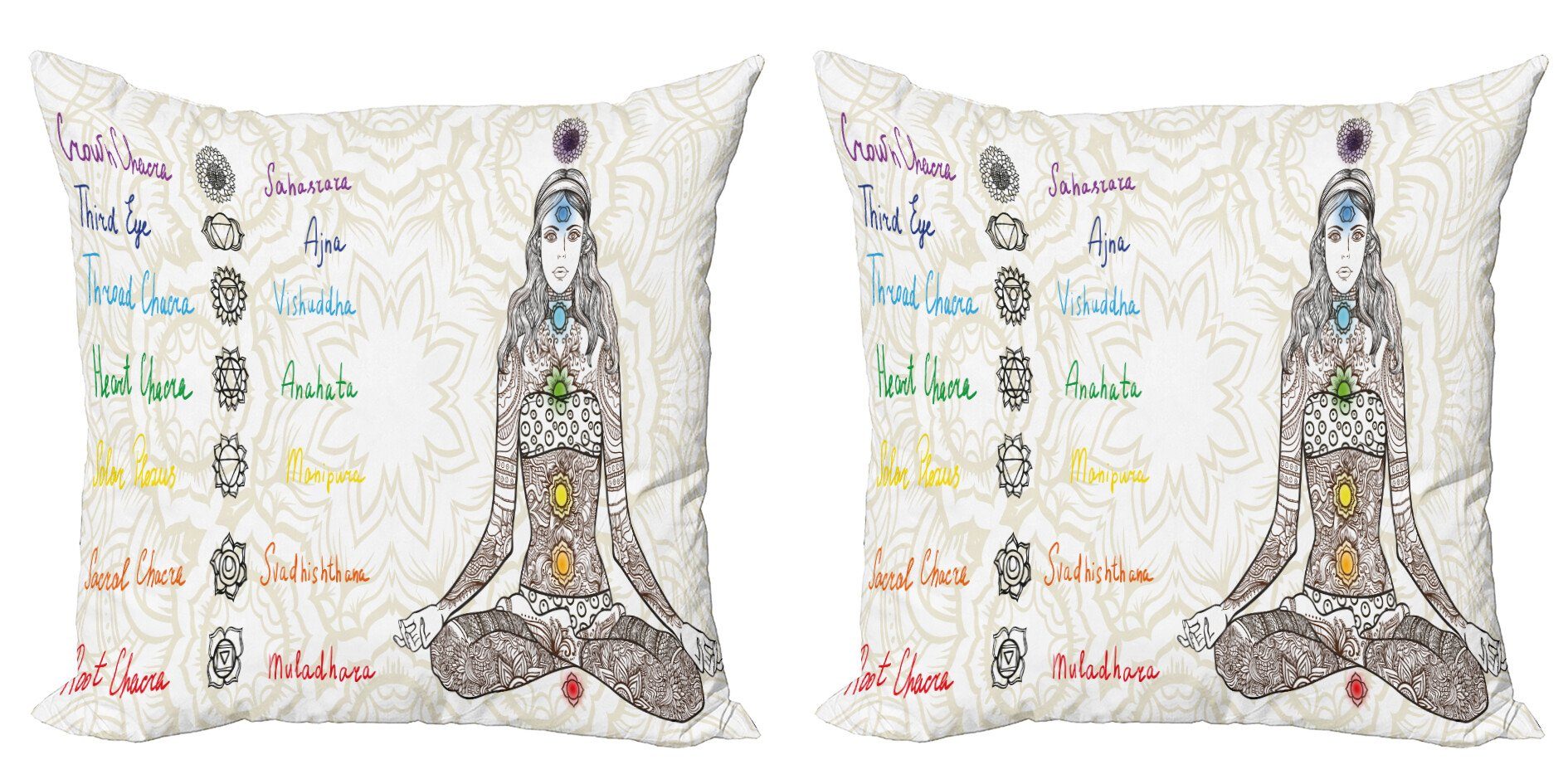 Kissenbezüge Modern Accent Doppelseitiger Digitaldruck, Abakuhaus (2 Stück), Zen Sketch Yoga Gestellt Mädchen