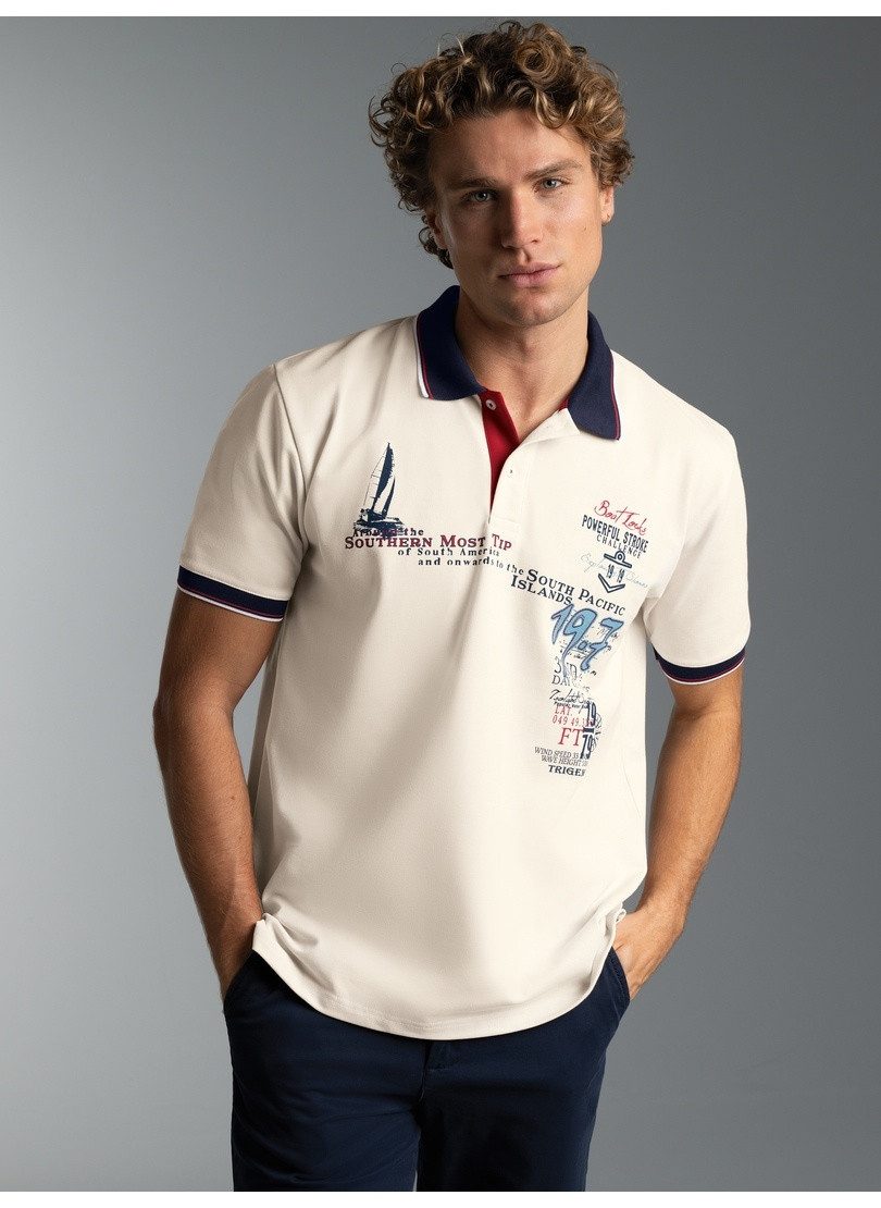 Trigema Poloshirt TRIGEMA Polo Shirt mit Maritimem Print (1-tlg)