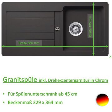 keenberk Granitspüle Granitspüle Victory S-VEL 860.40 gray ab 45er Unterschrank 860 x435mm