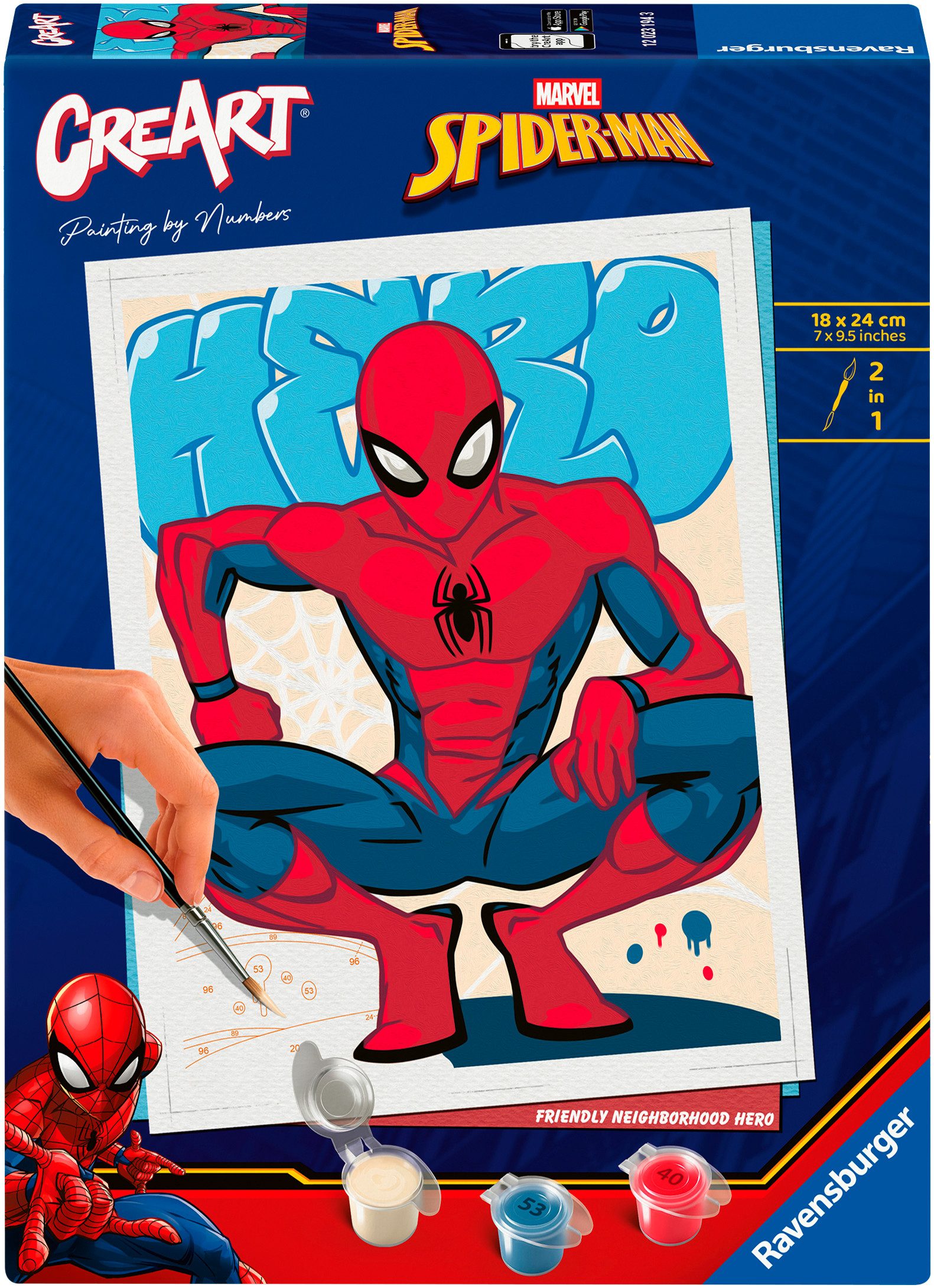 Ravensburger Malen nach Zahlen CreArt, Adults Trend Marvel Der ultimative Spider-Man, Held der Nachbarschaft; Made in Europe