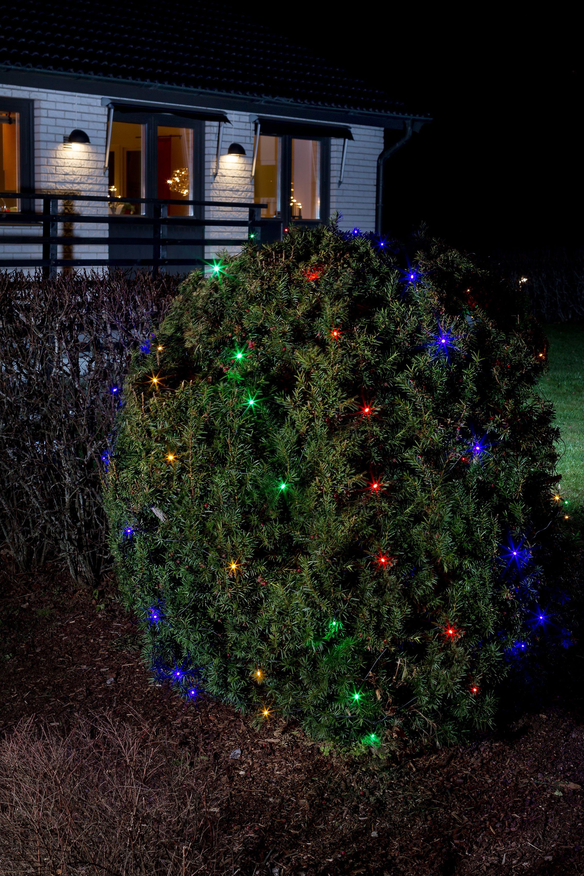 KONSTSMIDE LED-Lichternetz Weihnachtsdeko aussen, 64-flammig, LED Lichternetz, 64 bunte Dioden | Lichternetze