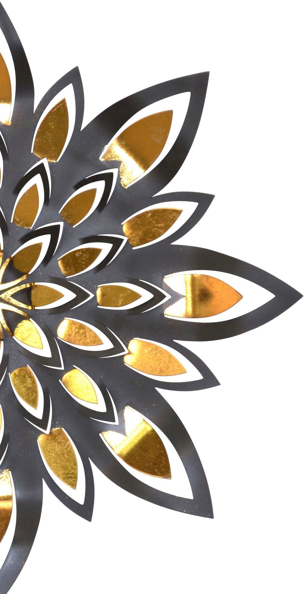 pajoma® Wanddekoobjekt Wanddekoration (1 St), große Blüte aus Metall mit glänzender Goldverziehrung