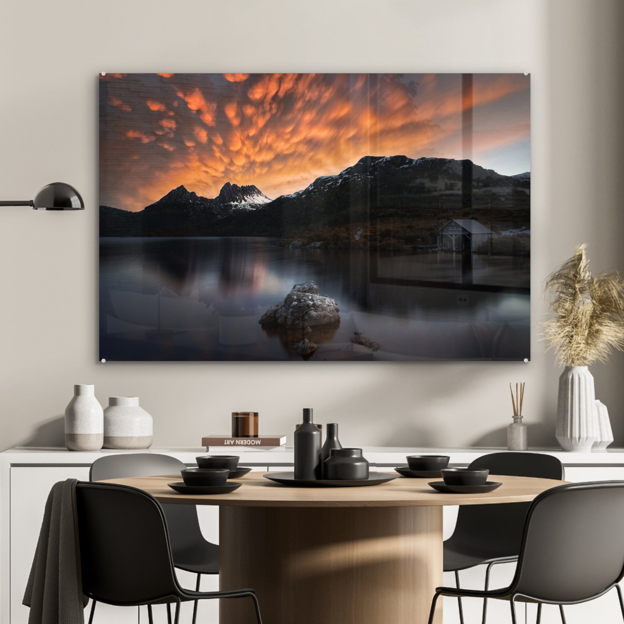 MuchoWow Acrylglasbild Cradle Mountain in Schlafzimmer Wohnzimmer & Sonnenuntergang, Tasmanien St), (1 nach Acrylglasbilder