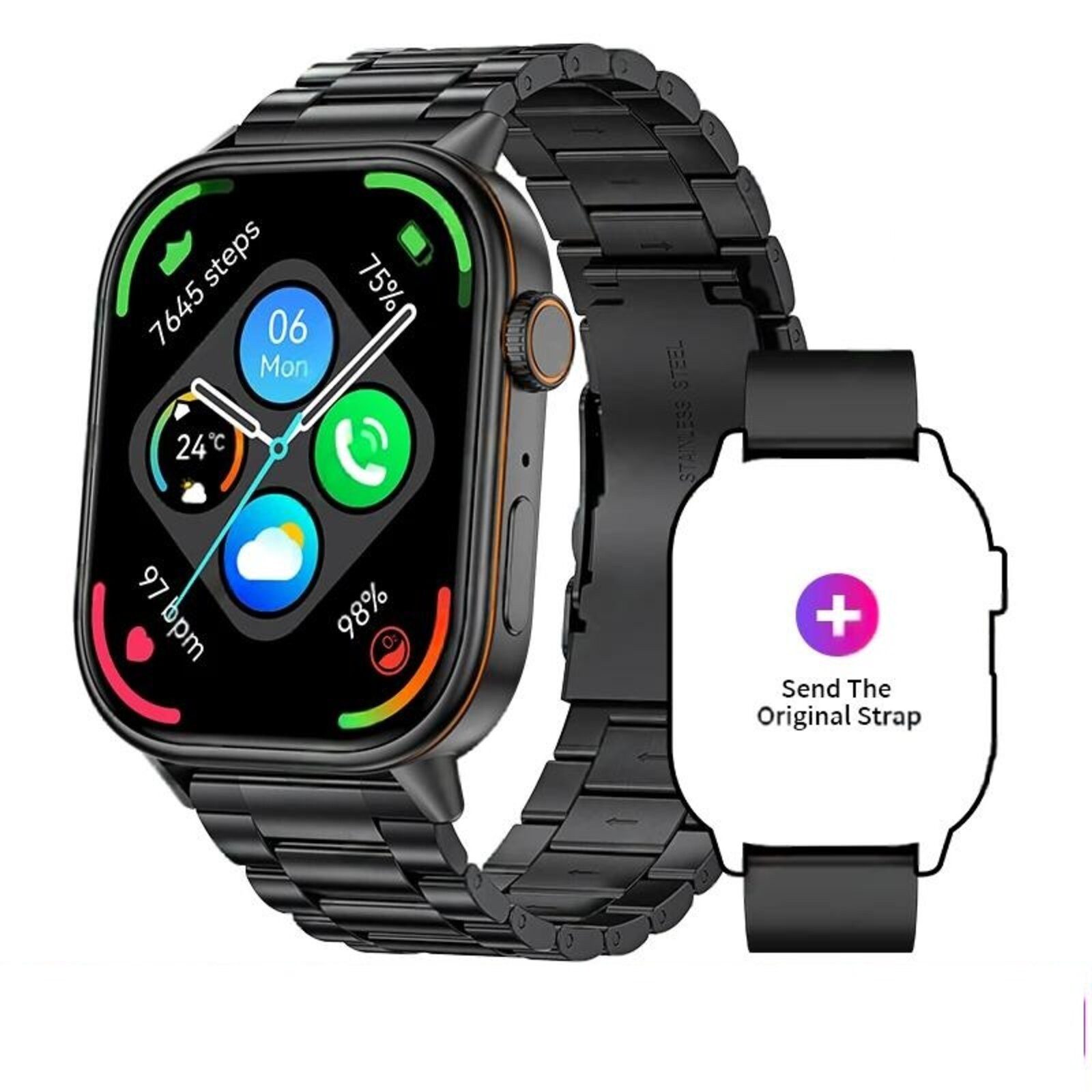 Nagham Ghazal Aswad Smartwatch GPS Tracker Kompass Outdoor Sport 2,01 Bildschirm 2025 Smartwatch (4cm cm/2.01 Zoll)
