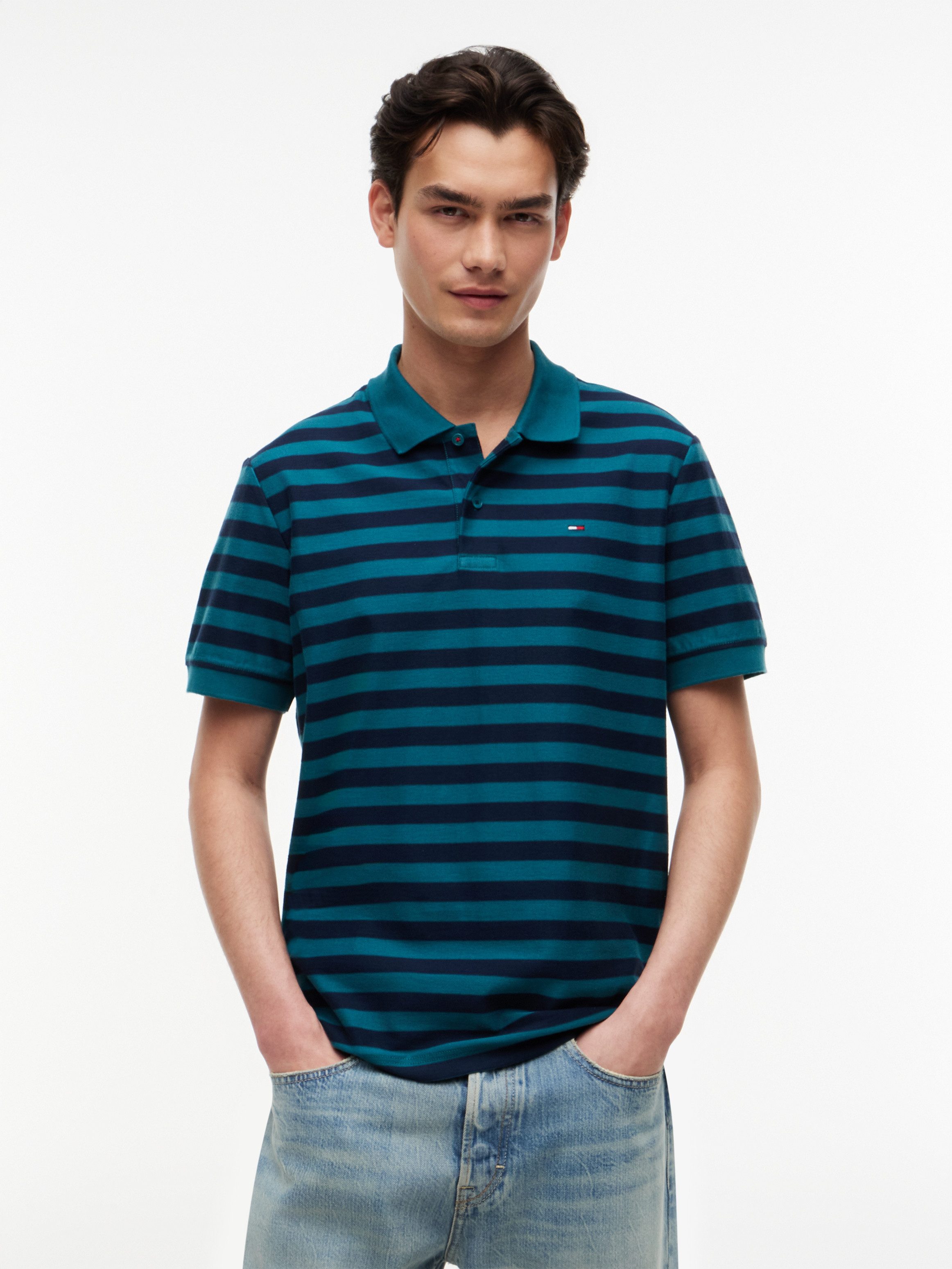 Tommy Jeans Poloshirt TJM REG STRIPE POLO EXT aus Baumwoll-Jersey, Regular Fit