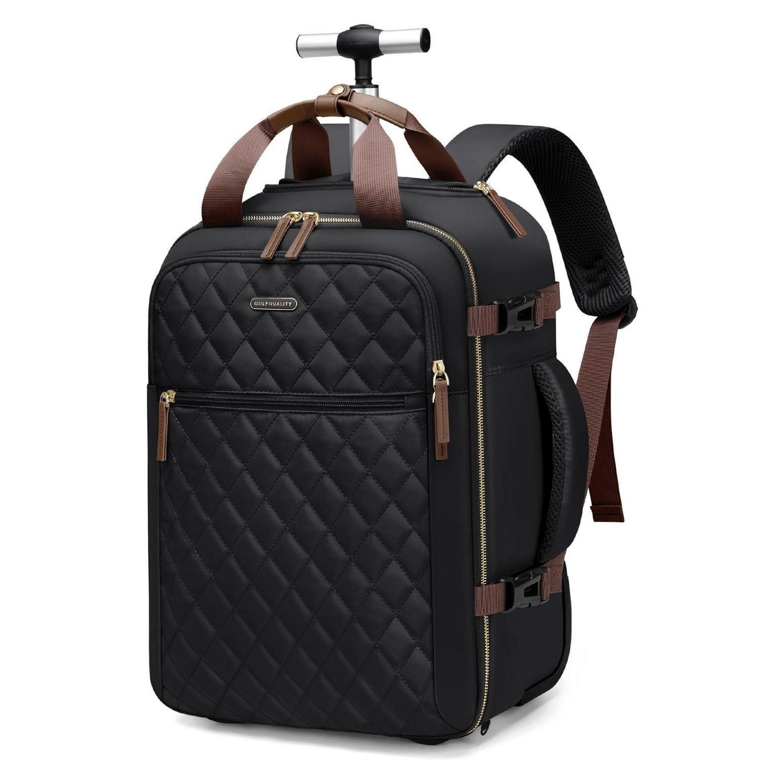LuxusKollektion Kofferrucksack Rollrucksack 17 Zoll Laptop Damen schwarz