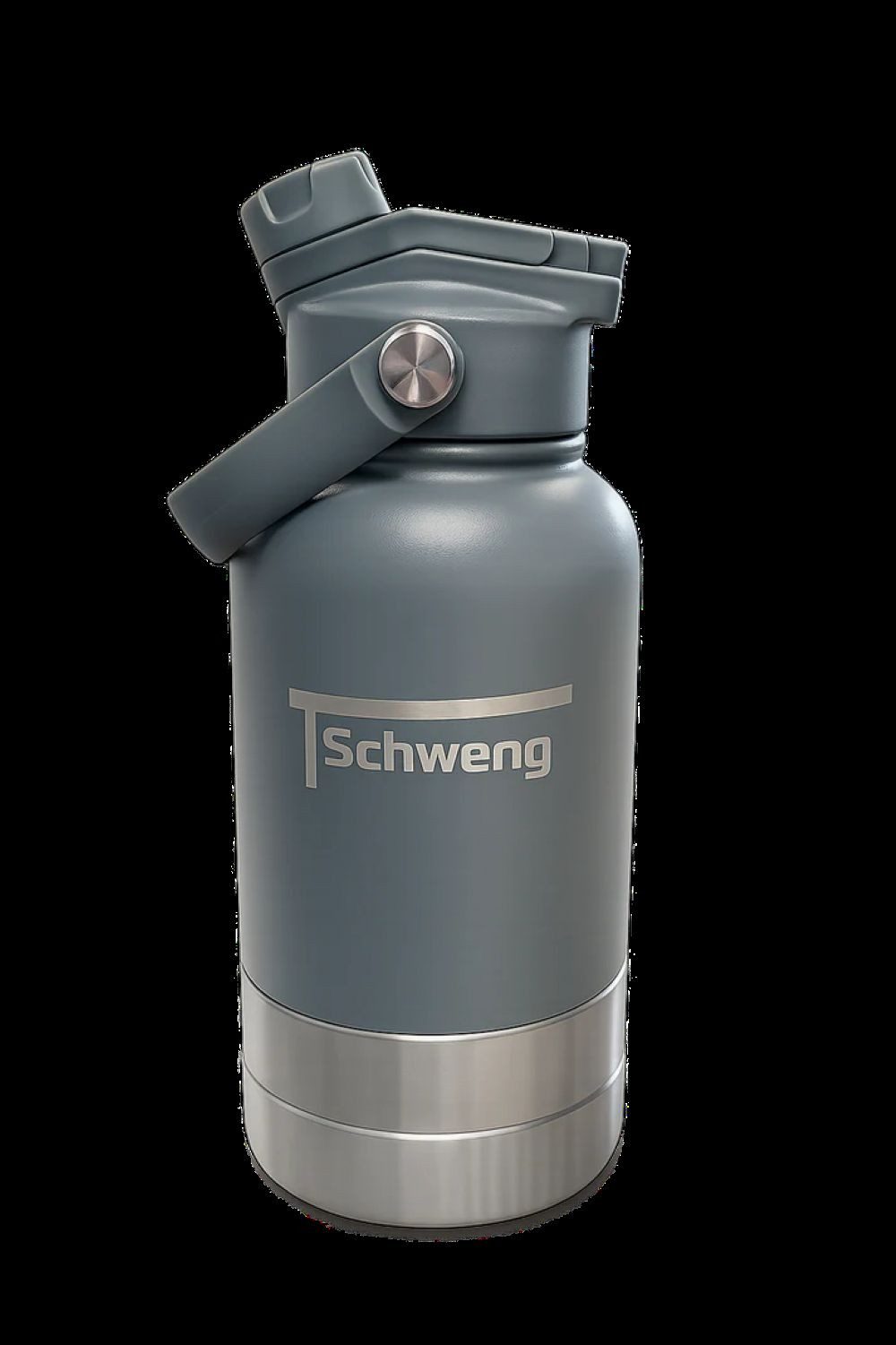 Schweng Isolierflasche 3-in-1 Isolier-Trinkflasche für Mensch & Hund – ca. 950 ml Grau