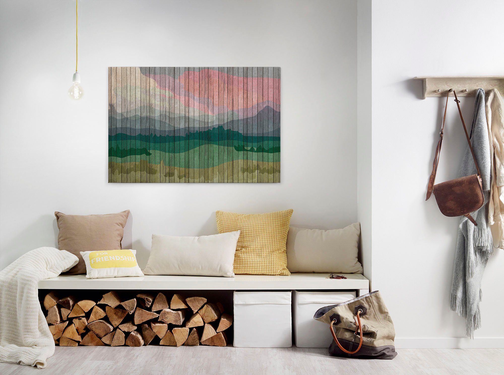 A.S. Création Leinwandbild mountains, Kinder, Kunst, Landschaft (1 St), Keilrahmen Landschaft Berge Gebirge Leinwand-Bild Wohnzimmer modern