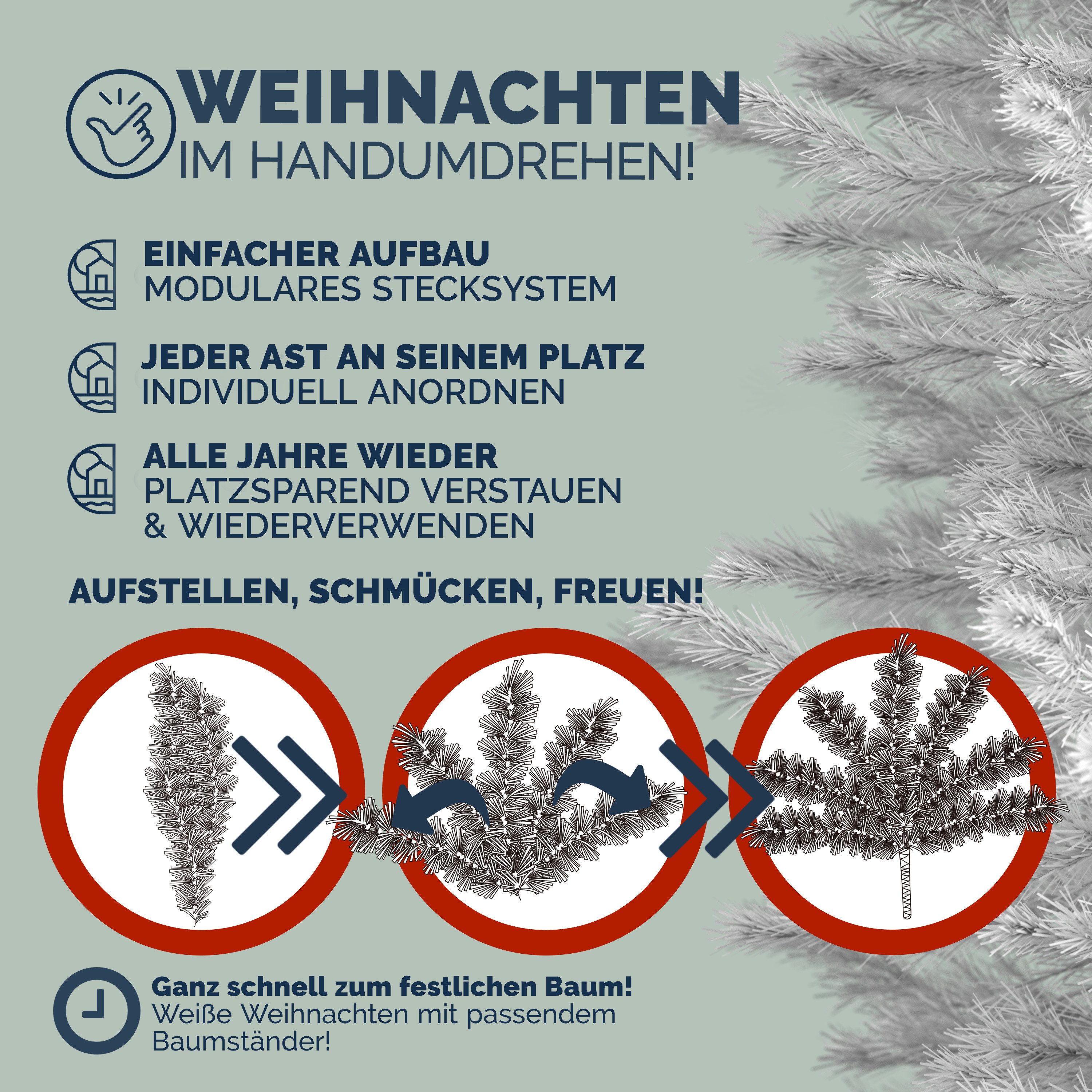 Casaria Künstlicher Weihnachtsbaum, 150cm dichte Spitzen weißer Baum Metallständer Schnellaufbau flammfest
