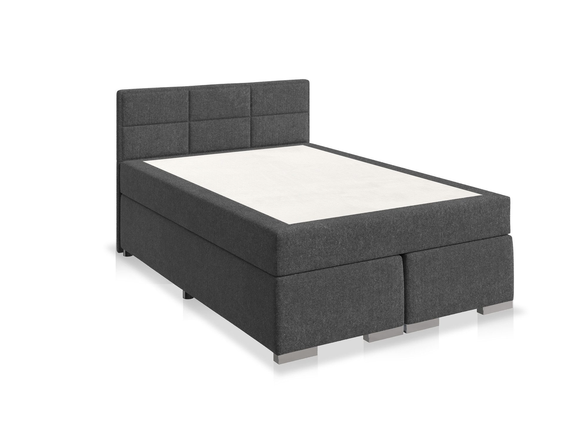 Moebel-Eins Boxspringbett, ODESSA Boxspringbett, 140x200 cm, Bezug Stoff dunkelgrau