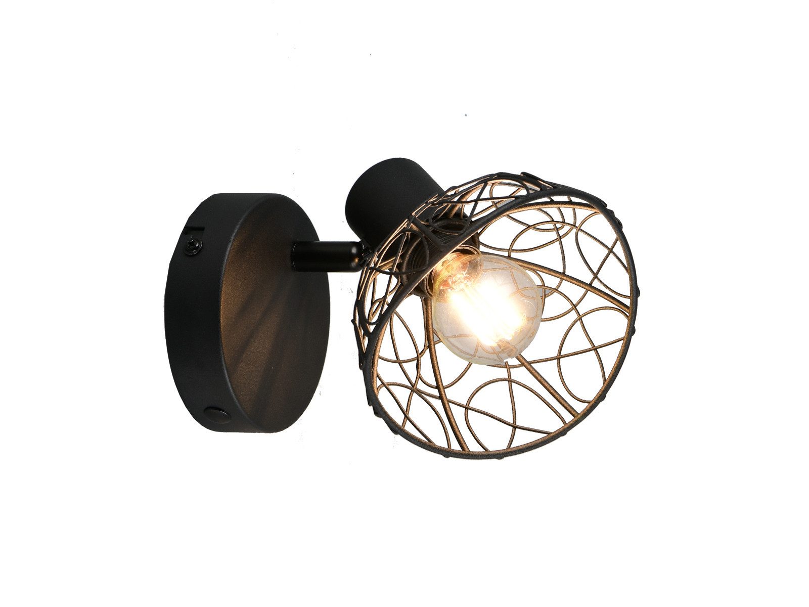 Reality Leuchten LED Wandstrahler aus Metall mit Drahtgeflecht Höhe 14cm, Dimmfunktion, LED wechselbar, warmweiß, Wandspot innen Wandleuchte für Treppenhaus & Jugendzimmer Spotlampe-n