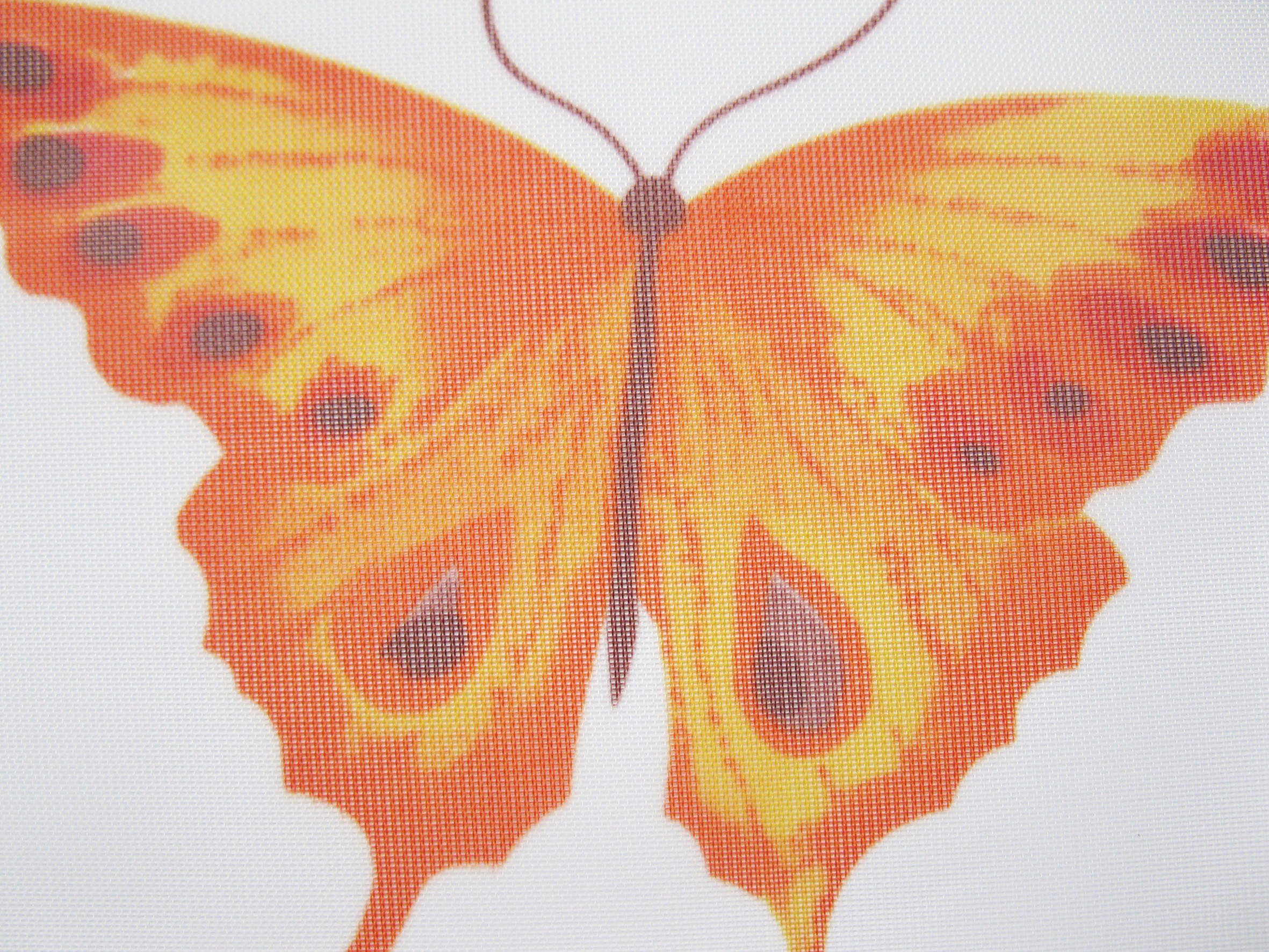 (1 St), Gardine Mariposa Voile Schlaufen transparent, orange-weiß, 04 ELBERSDRUCKE,